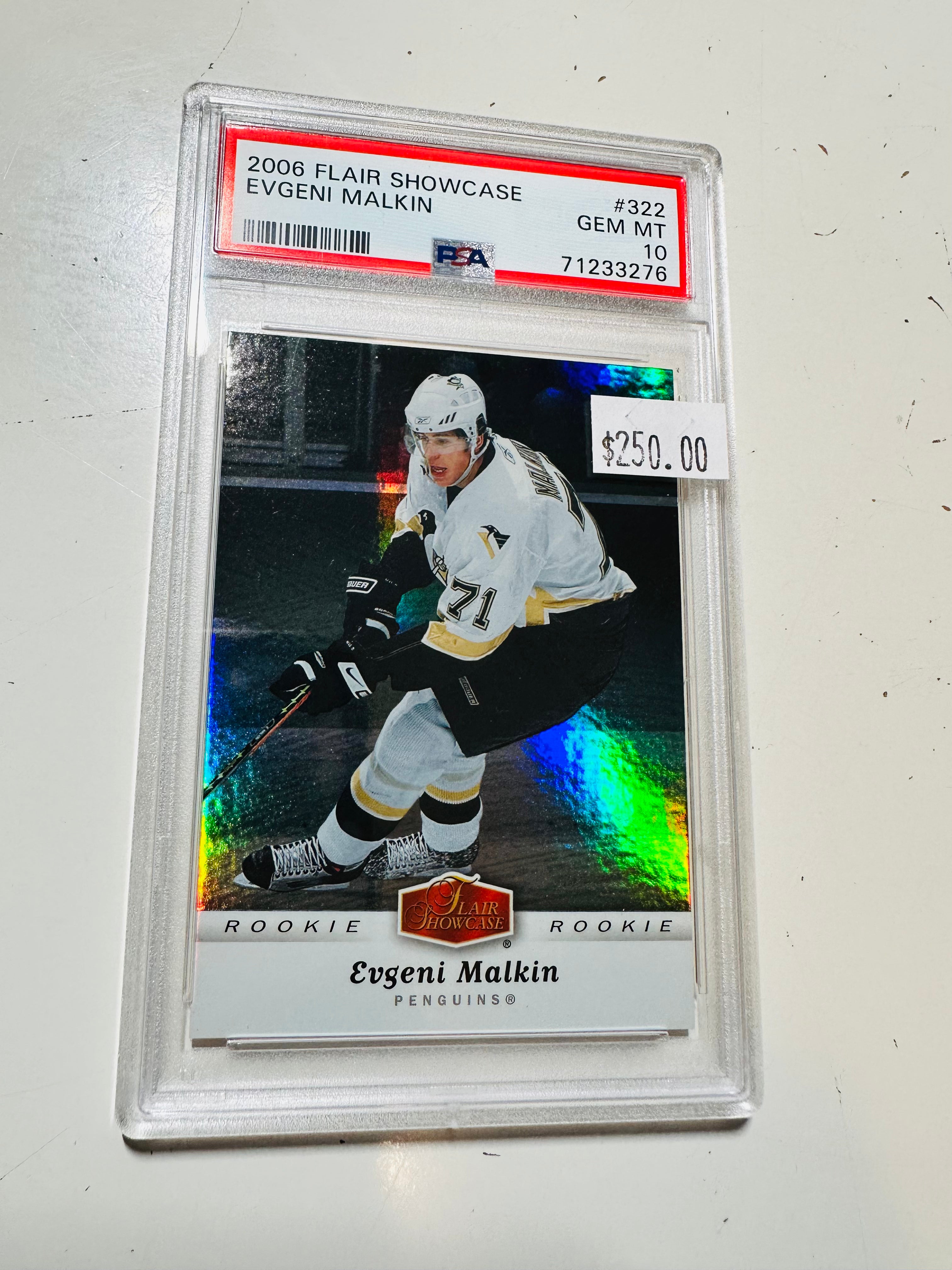 2006 Evgeni Malkin Flair Showcase PSA 10 High Grade Hockey Rookie Card - Perfect for Collectors & Sports Memorabilia Displays