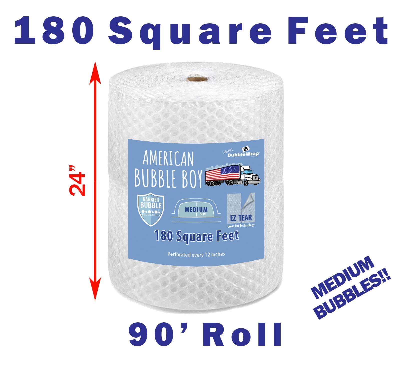 24 Inch Wide Medium Bubble Wrap - Best for Shipping & Packing - Protect Fragile Items During Moving & Storage