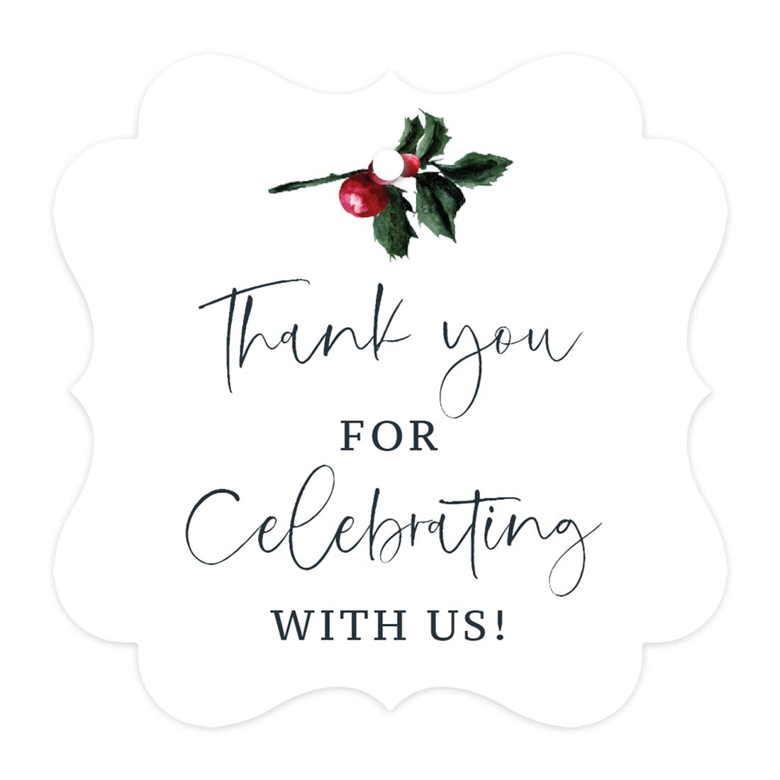 Andaz Press Winter Snowy Woodland Forest Watercolor Wedding Favor Tags - Elegant Frame Design, 24-Pack Thank You Gift Tags for Wedding Party Favors, Bridal Shower, Christmas Celebrations & Holiday Gift Wrapping