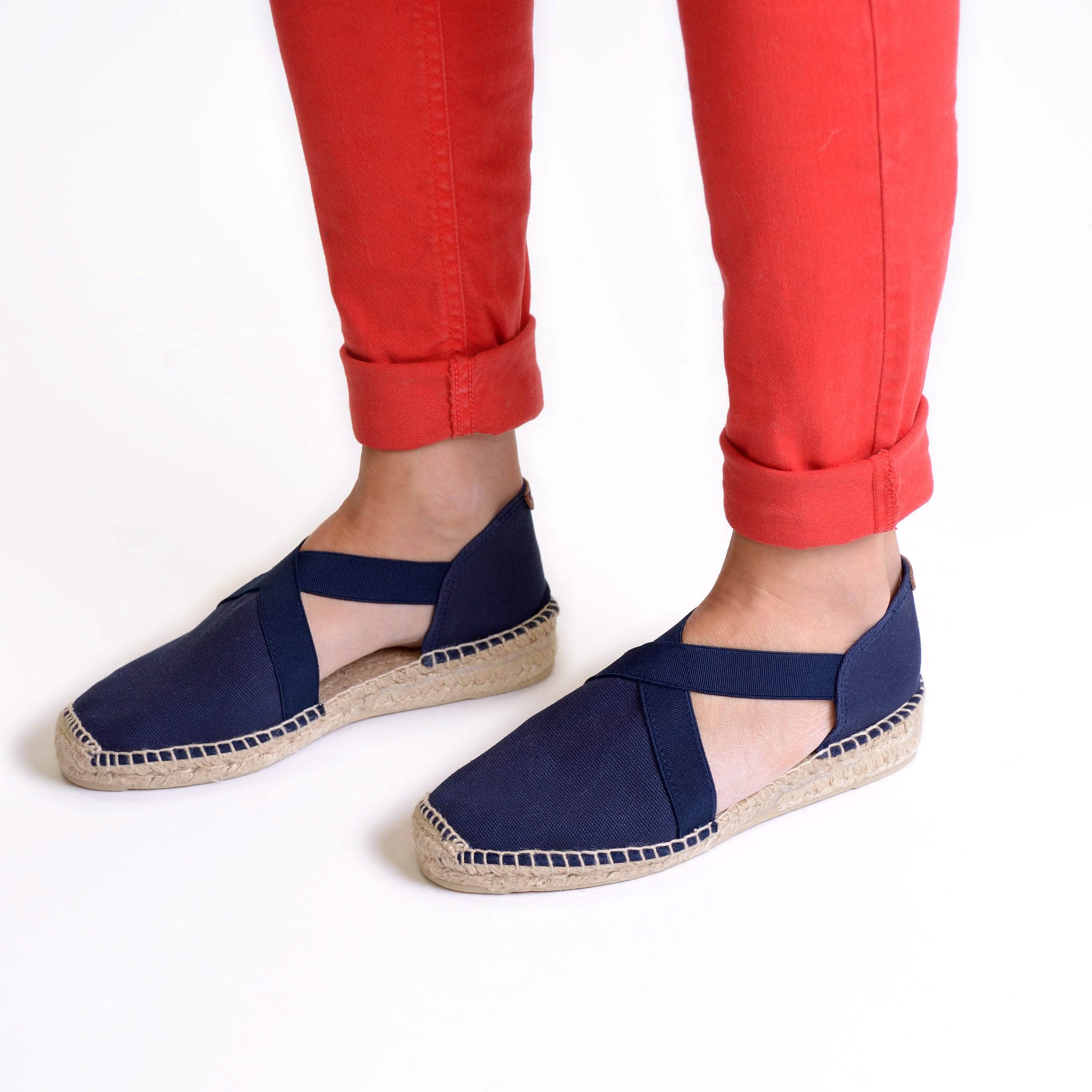 Women's Canvas Espadrille Shoes with Comfortable Jute Sole & Elastic Design - Perfect for Summer, Beach, and Casual Outings