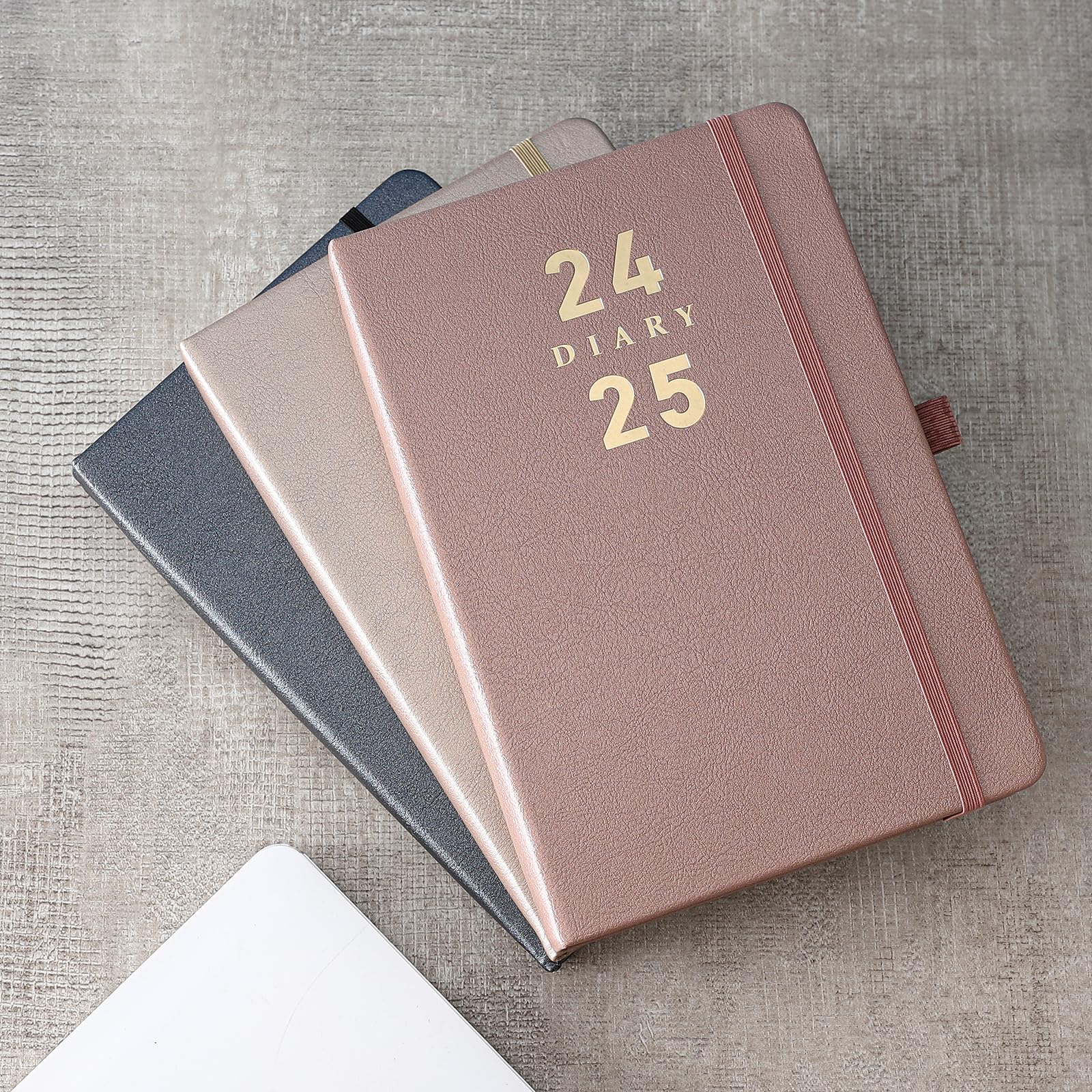 2024-2025 A5 Daily Planner Hardcover - Academic Diary July 2024 to June 2025 with Color Tabs, Pen Holder & Inner Pocket | 400 Ivory Thick Pages, Gold Foil | Perfect for Students, Professionals & Goal Tracking