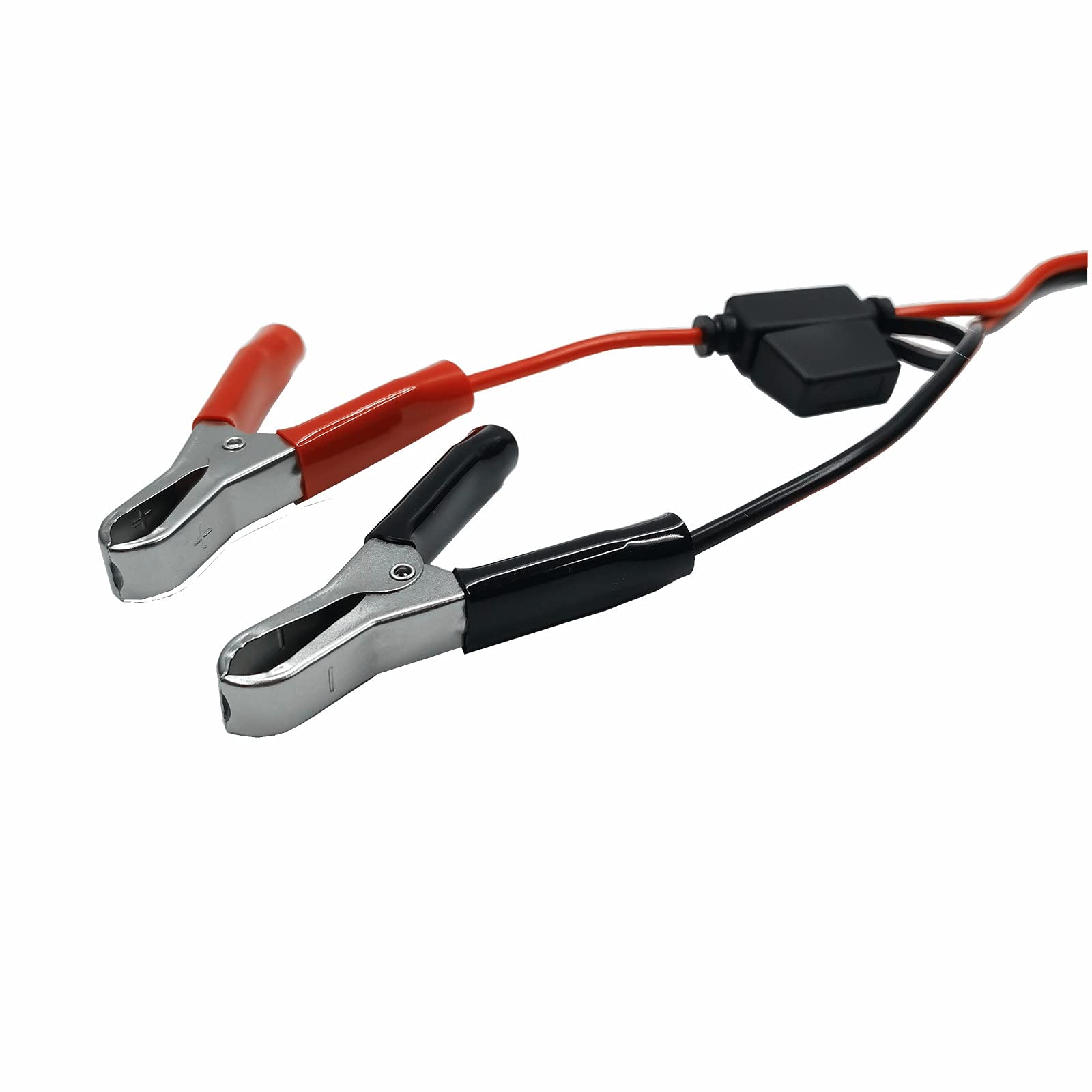 12V-24V Battery Alligator Clips to Cigarette Lighter Adapter with 15A Fuse - 2ft Extension Cable for Car, RV, Boat & Power Inverters - Emergency Jump Start & Mobile Device Charging Solution