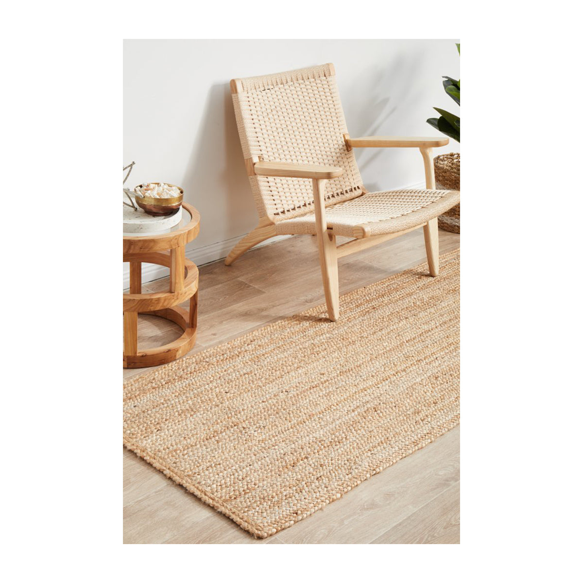 Bondi Rectangle Runner Rug - Natural Jute Fiber - Perfect for Hallway, Kitchen, or Entryway Decor