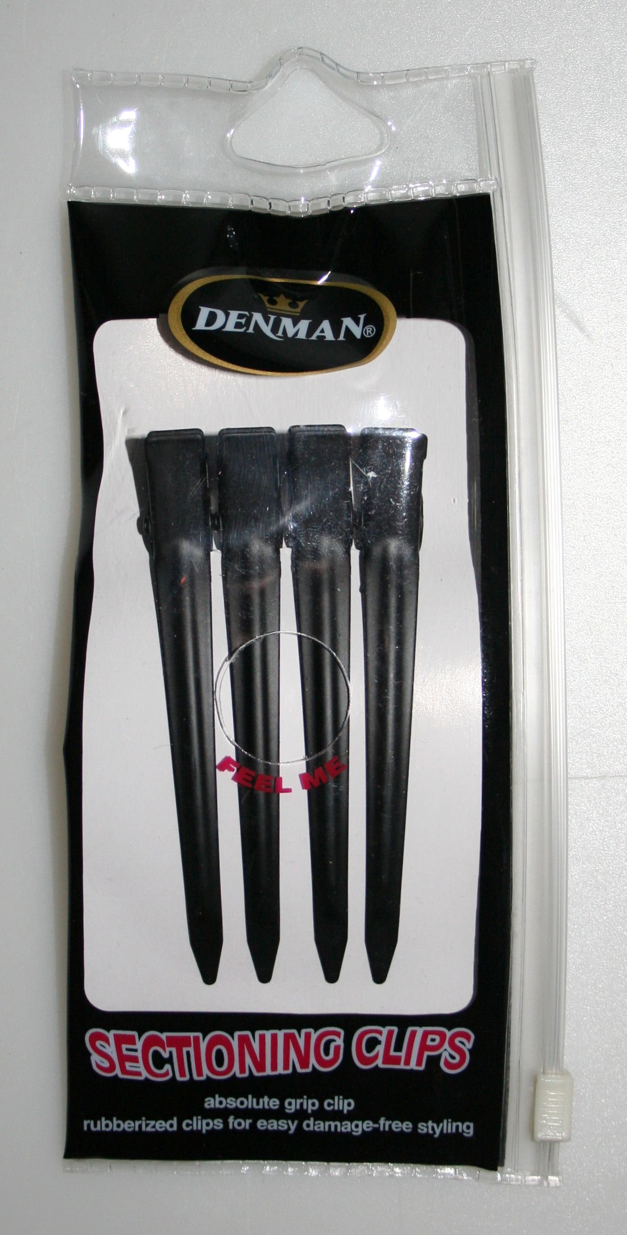 Denman Black Hair Sectioning Clips - 4 Pack Professional Styling Clips for Hairdressing, Salon & Home Use