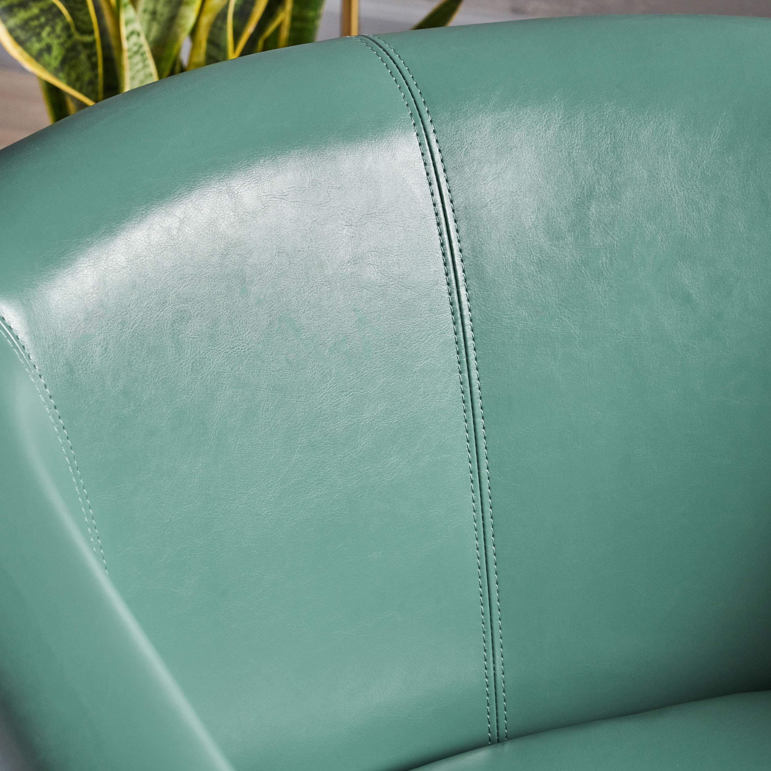 GDFStudio Genuine Leather Swivel Club Chair - Turquoise Upholstered Living Room Accent Chair for Home Office, Lounge & Reading Nook