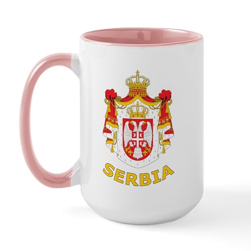 White/Pink Inside - Stylized Serbia Large Mug