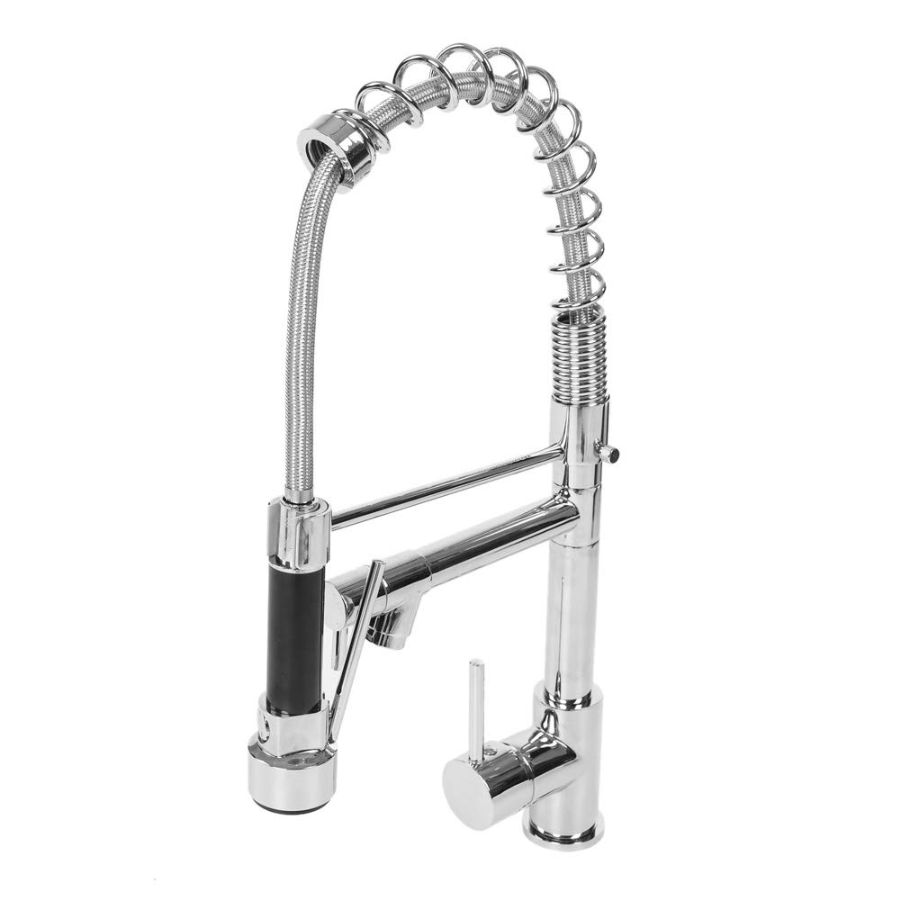 EVTSCAN Brass 3-Handle Kitchen Sink Faucet with Pull-Out Sprayer - Hot & Cold Water Mixer Tap for Modern Home Kitchen - Perfect for Washing Dishes, Filling Pots & Cleaning Sinks