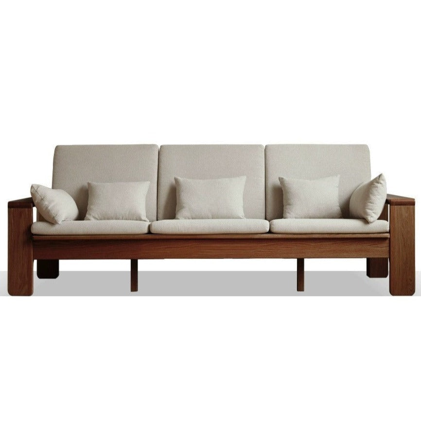 Modern Nordic Fabric Sofa - Solid Oak Wood Frame - Stylish & Durable Living Room Furniture for Small Spaces & Apartments