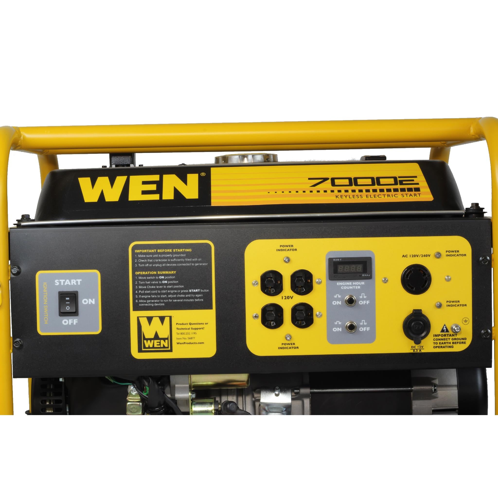 WEN 56682 7000 Watt Portable Electric Start Generator - Power Backup for Home, Camping & Emergency Use