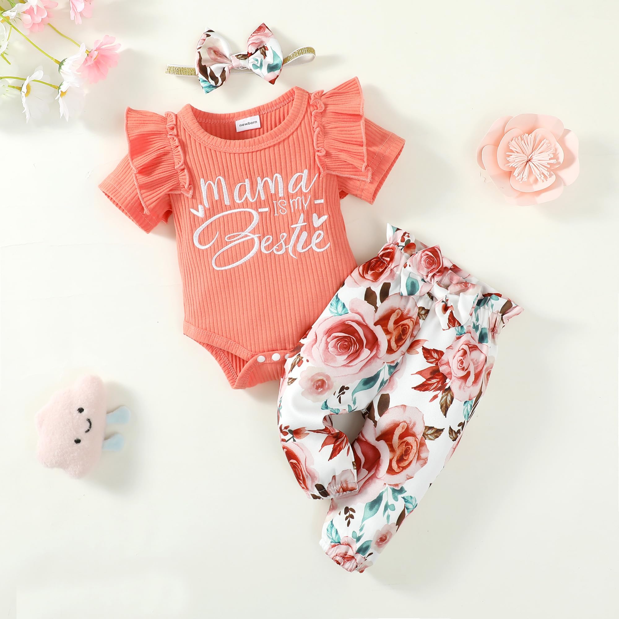 **Adorable Baby Girl Clothes Set – Long Sleeve Romper & Pants Outfit for Newborns | Soft & Warm Fall/Winter Infant Wear | Perfect for Holidays, Photos & Daily Playtime**