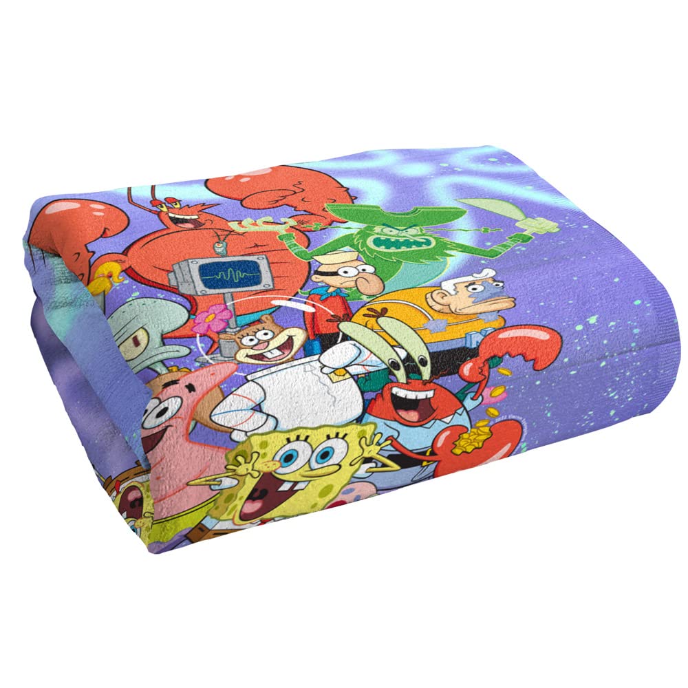 Spongebob Squarepants Beach Towel 30x60 Inches - Soft Quick-Dry Sand-Free Towel for Pool, Beach, Picnic | Official Spongebob Character Design