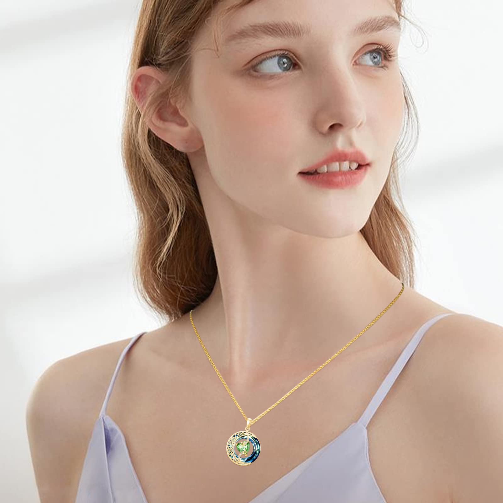 TOUPOP 925 Sterling Silver Moon & Star Pendant Necklace with Blue Crystal Birthstone - Elegant Jewelry Gift for Women, Mom, Wife | Perfect for Birthdays, Anniversaries & Special Occasions