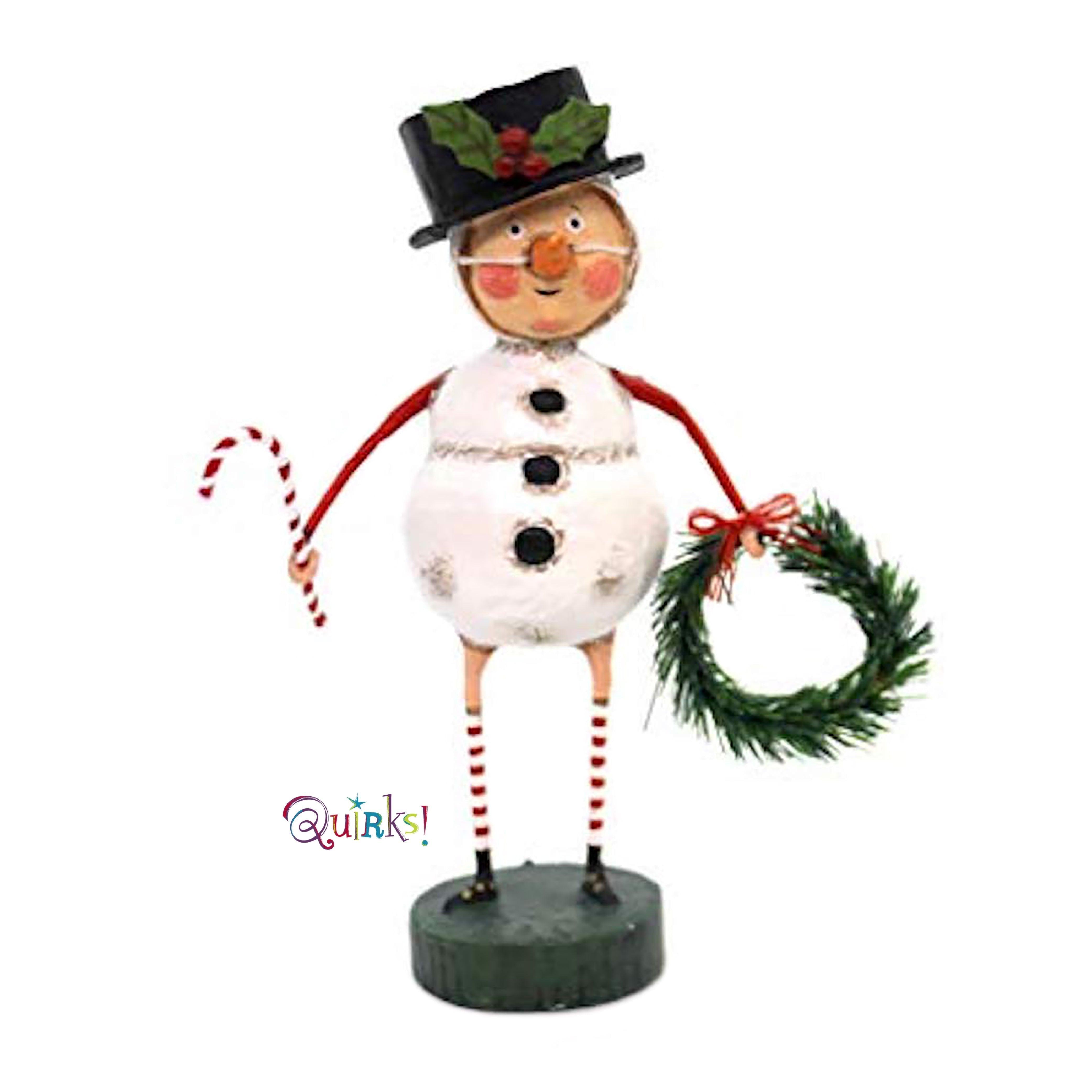 Chilly Willy Snowman Lori Mitchell Collectible Figurine - Handcrafted Christmas Decor, Holiday Gift & Winter Home Decoration for Mantel, Tabletop or Shelf Display
