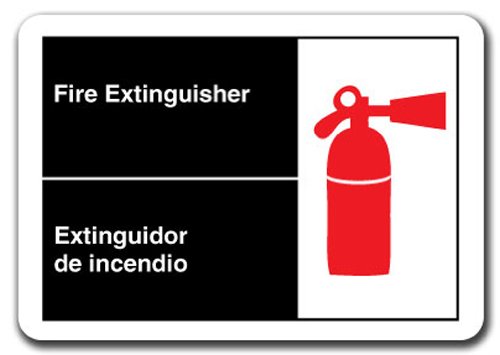 Fire Extinguisher Bilingual 7x10 Inch Plastic Safety Sign | ANSI OSHA Compliant | for Workplace, Warehouse & Emergency Exits