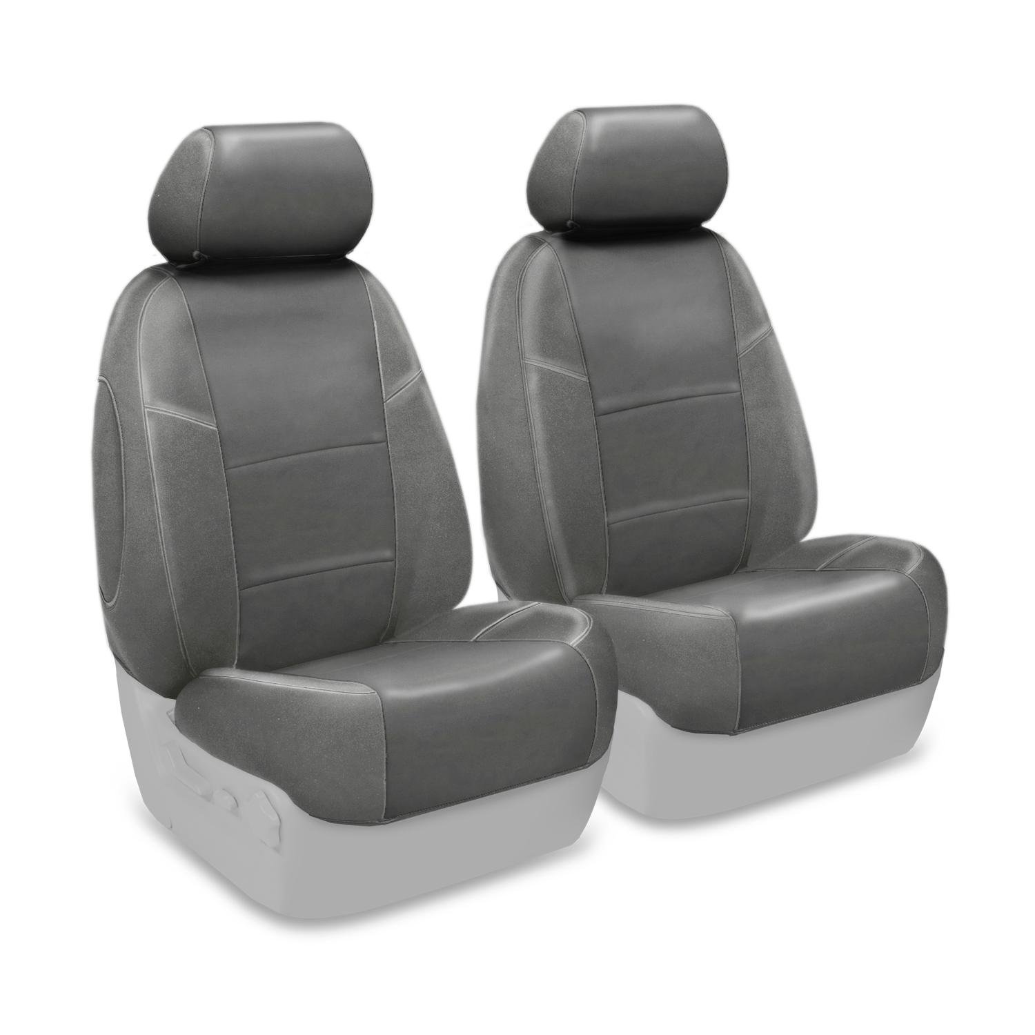 Coverking Custom Fit 50/50 Bucket Seat Covers for Honda Accord - Genuine Gray Leather | Premium Car Interior Protection & Comfort Upgrade | Perfect for Daily Commuting & Road Trips