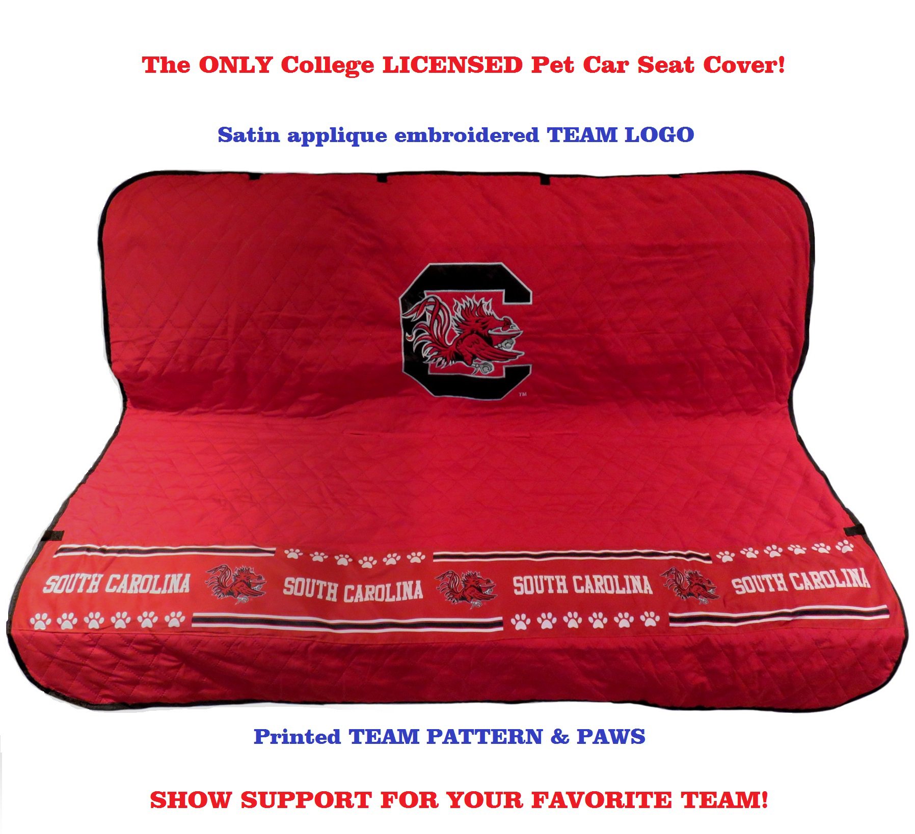 South Carolina Gamecocks Pet Car Seat Cover for Dogs & Cats - Waterproof & Nonslip Vehicle Seat Protector - Perfect for Travel, Road Trips, and Game Day Adventures