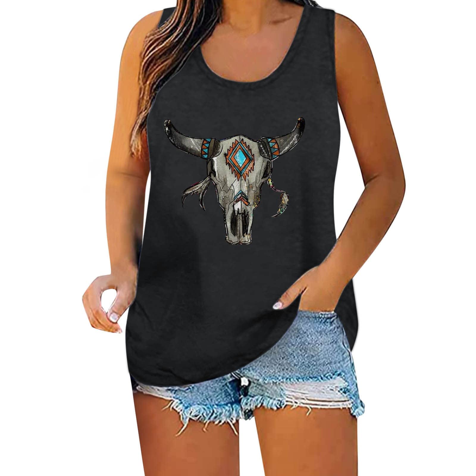 Women's Sleeveless Tank Tops - Patriotic Independence Day Print Summer Muscle Tee for Casual Wear | Perfect for Beach Outings, Barbecues & 4th of July Celebrations