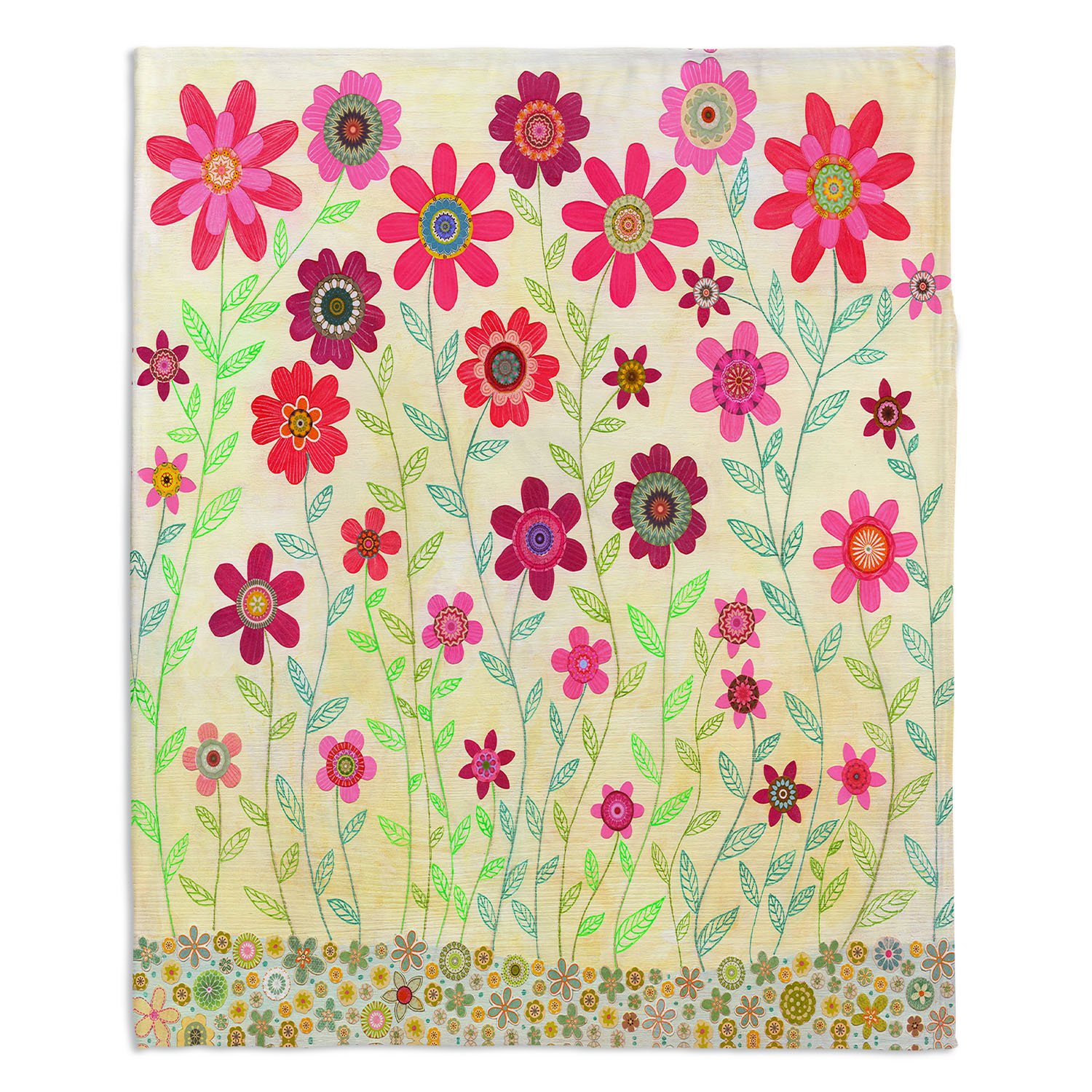 Sascalia Soft Fuzzy Fleece Blanket - Pink Retro Flowers Design, 60