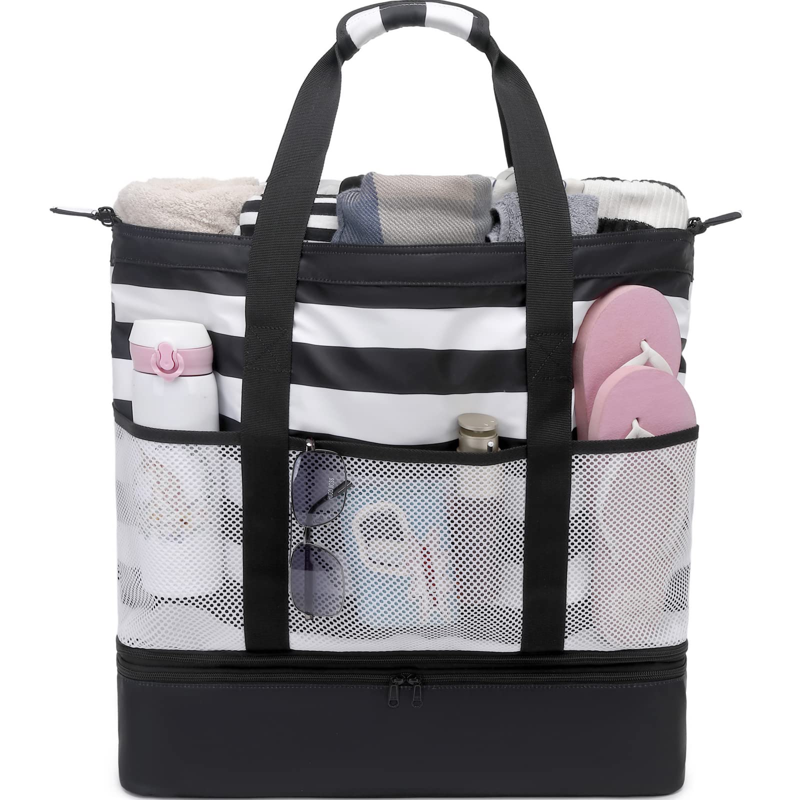 DSIUE Waterproof Beach Bag with Cooler - Large Sandproof Tote for Women - Perfect for Pool, Gym, Travel & Summer Outings