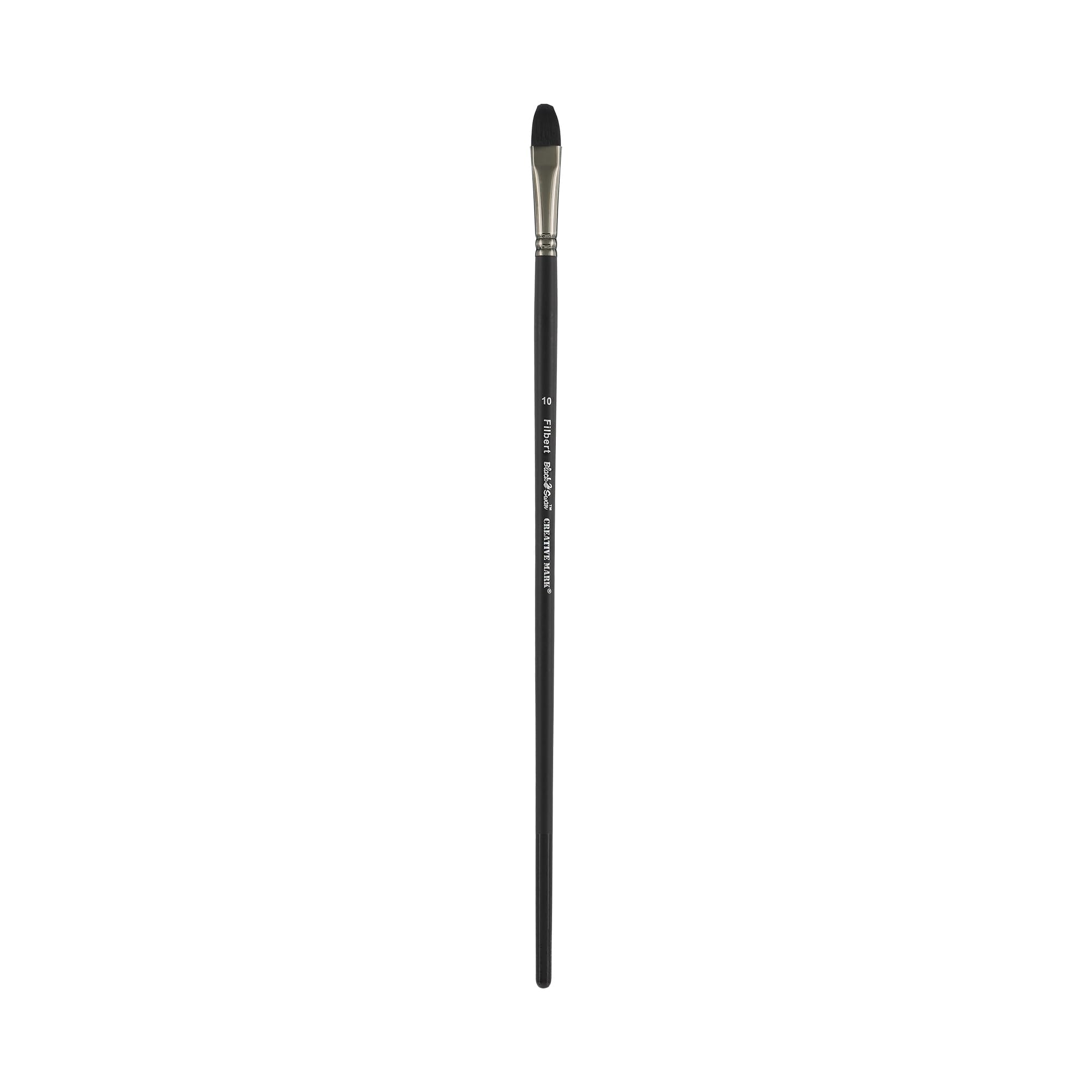 Black Swan Synthetic Red Sable Paint Brushes - Filbert Size #10 - Professional Artist Brushes for Oil, Acrylic & Heavy Body Media - Long Handle for Comfort - Perfect for Canvas Painting, Portrait Art & DIY Projects