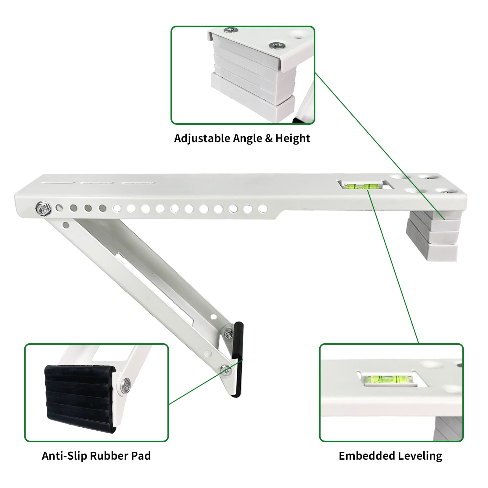 Heavy Duty Universal Window Air Conditioner Bracket - Supports Up to 165 lbs for 9,000-22,000 BTU AC Units - Secure Mounting Kit for Window AC Installation - Perfect for Bedroom, Office & Apartment Cooling