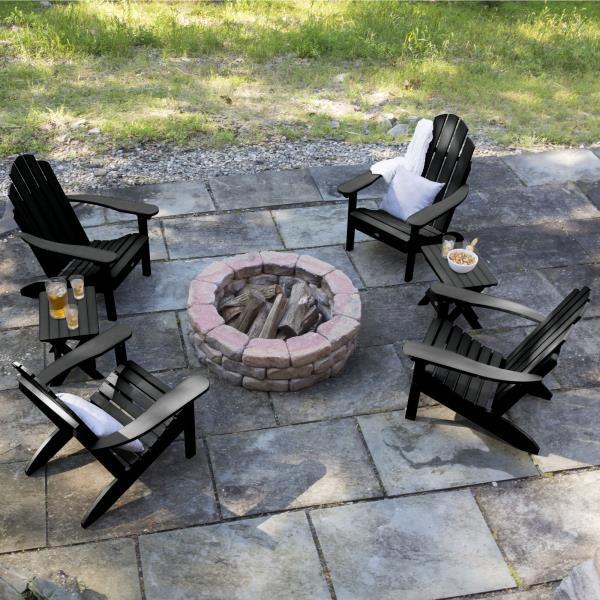 4 Classic Westport Adirondack Chairs with 2 Folding Side Tables - Outdoor Patio Furniture Set for Garden, Poolside & Backyard Relaxation