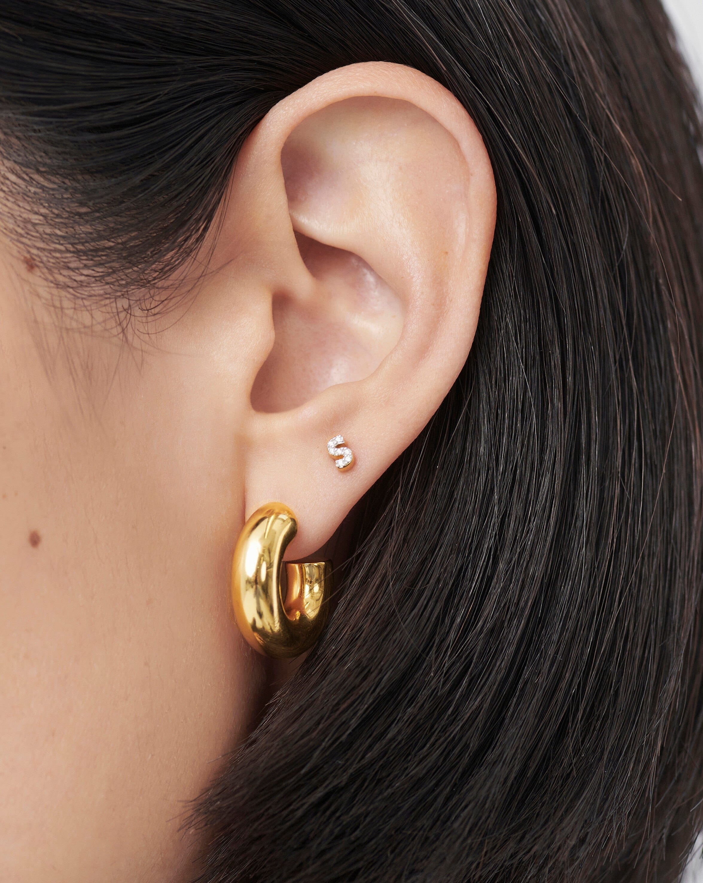 Pave Initial Single Stud Earring - 18k Gold Vermeil & Cubic Zirconia Personalized Jewelry - Perfect for Gifts, Anniversaries & Everyday Elegance