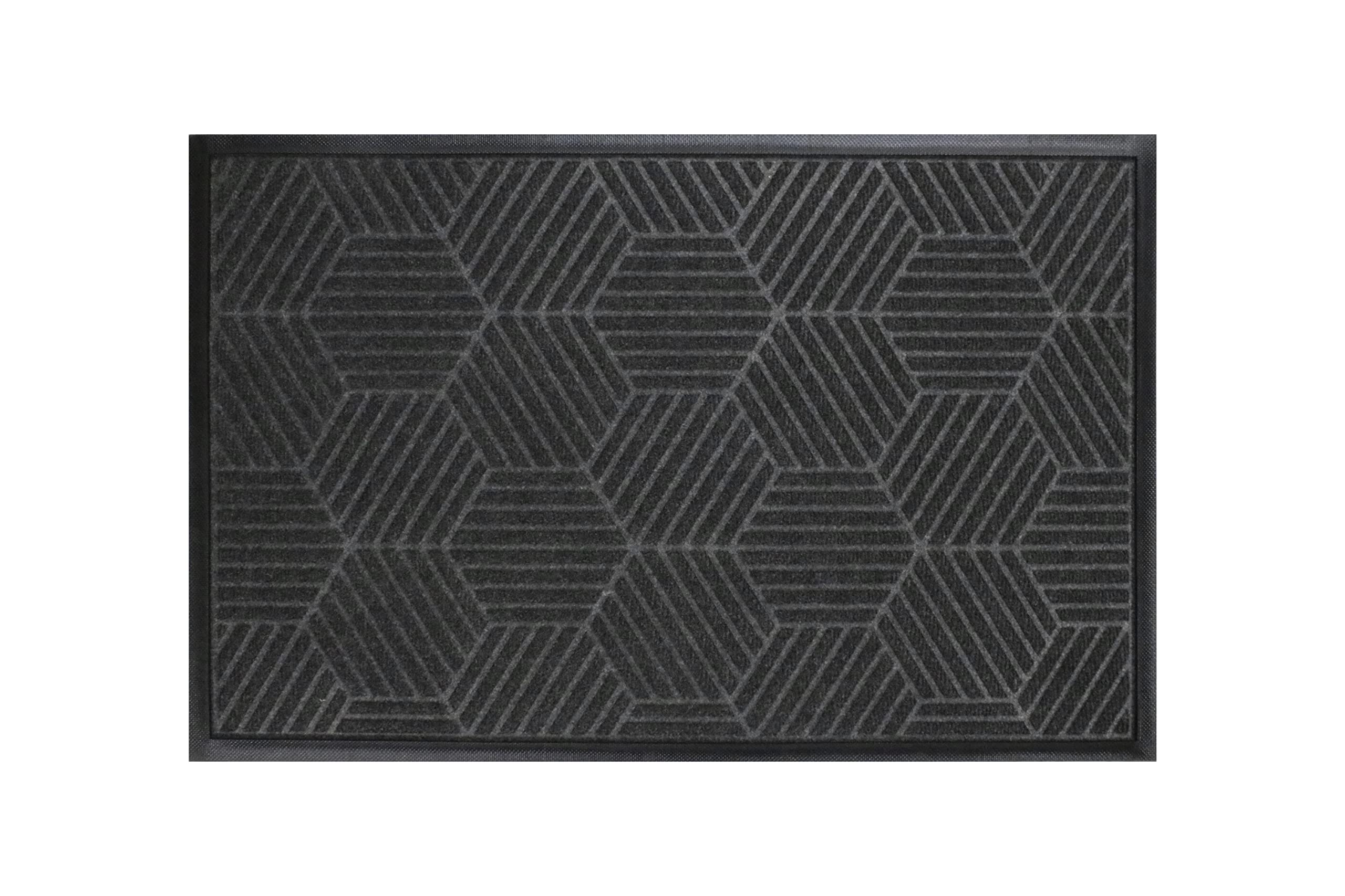 WaterHog Silver Commercial-Grade Entrance Mat - Honeycomb Pattern & Rubber Border - Indoor/Outdoor Doormat with Odor-Resistant Silver Ion Fibers (Graphite, 3' x 10') - Perfect for High-Traffic Entries, Offices, Schools & Wet Weather Protection