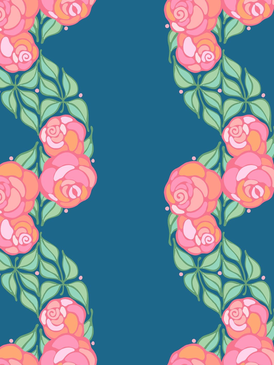 Barbie™ Groovy Floral Stripe Wallpaper - Cadet Blue | Self-Adhesive Peel & Stick Wallpaper for Bedroom, Nursery, or Home Office Decor