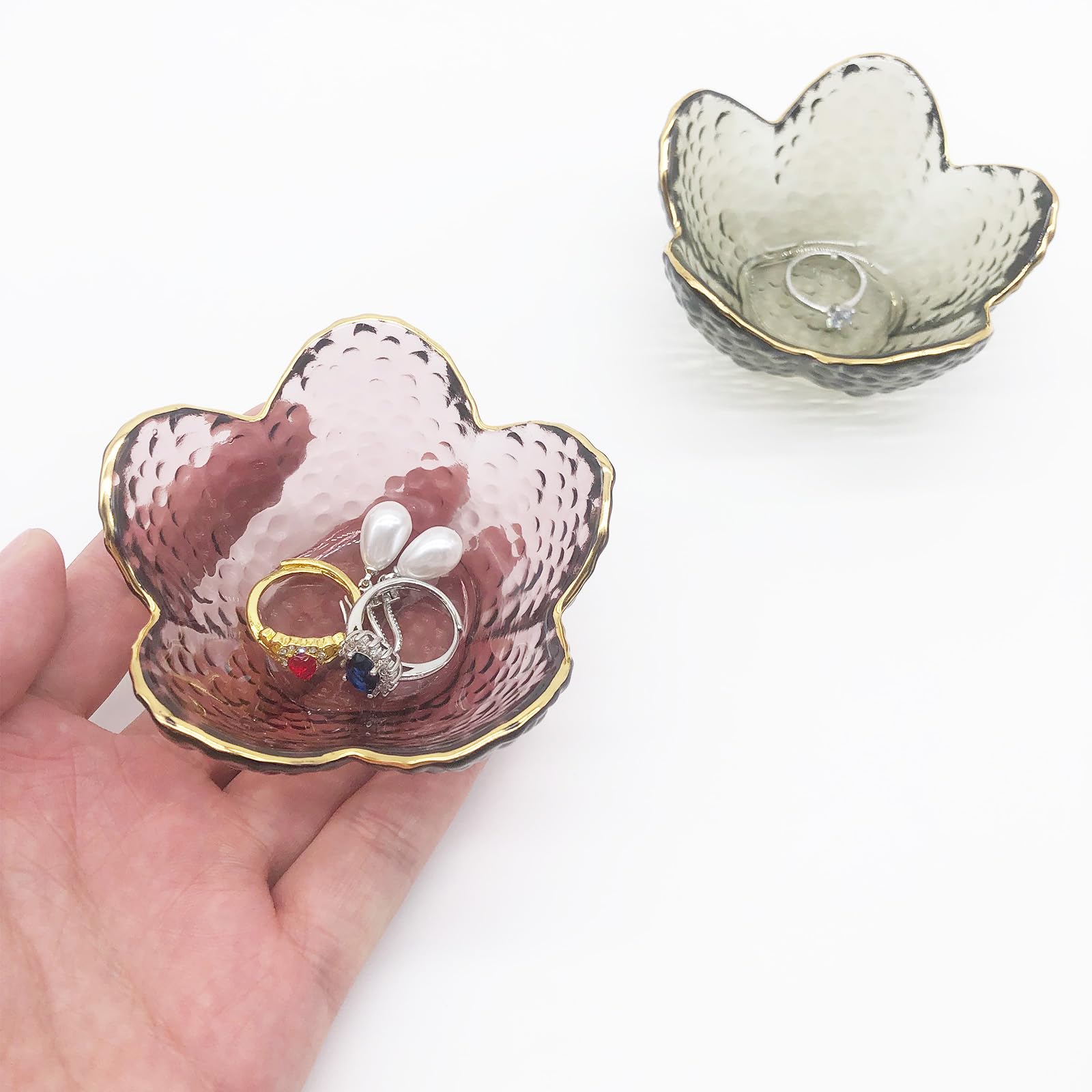 Elegant Glass Jewelry Tray - Crystal Ring Holder & Trinket Bowl for Rings, Earrings, Necklaces - Perfect for Nightstand Decor, Engagement Gifts & Bathroom Organization