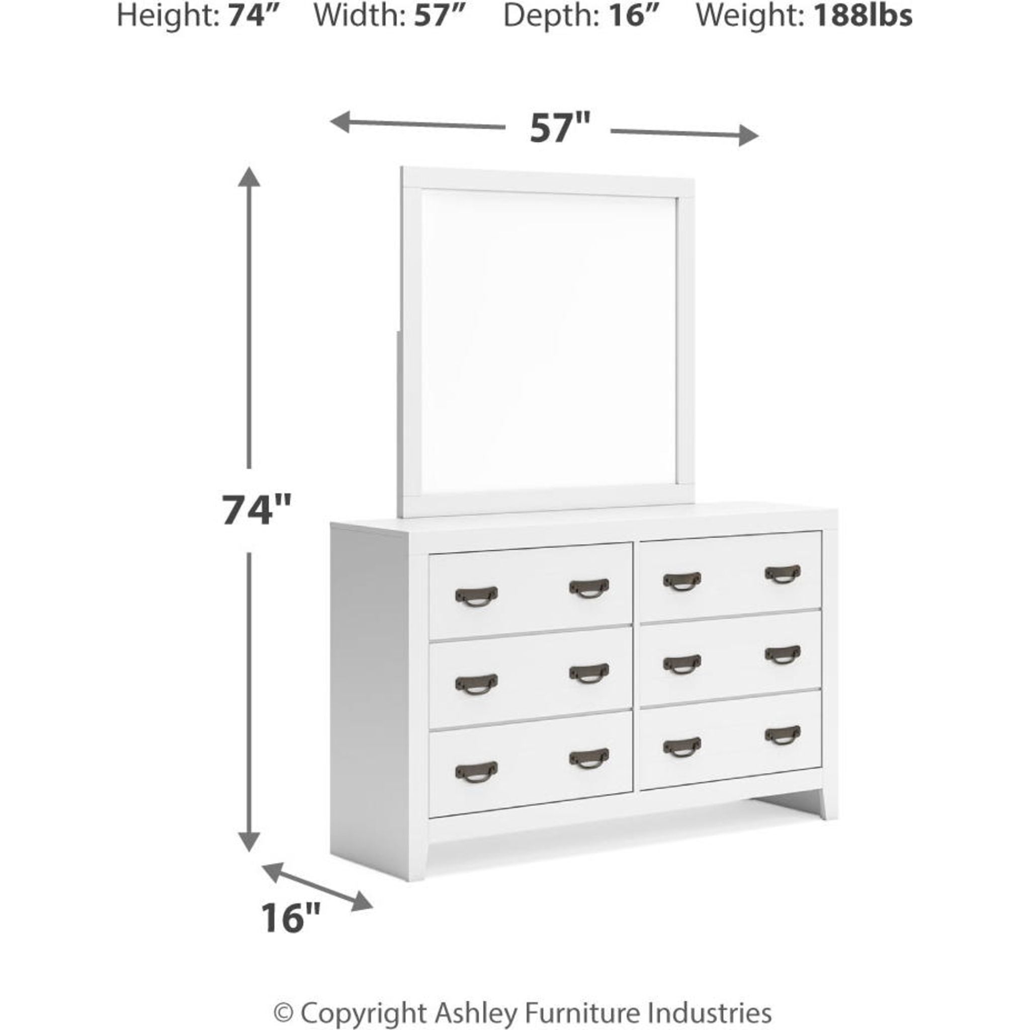 Binterglen 6-Piece Queen Size Bedroom Furniture Set - White Wooden Bed Frame with Nightstands & Dresser for Modern Master Bedroom Decor