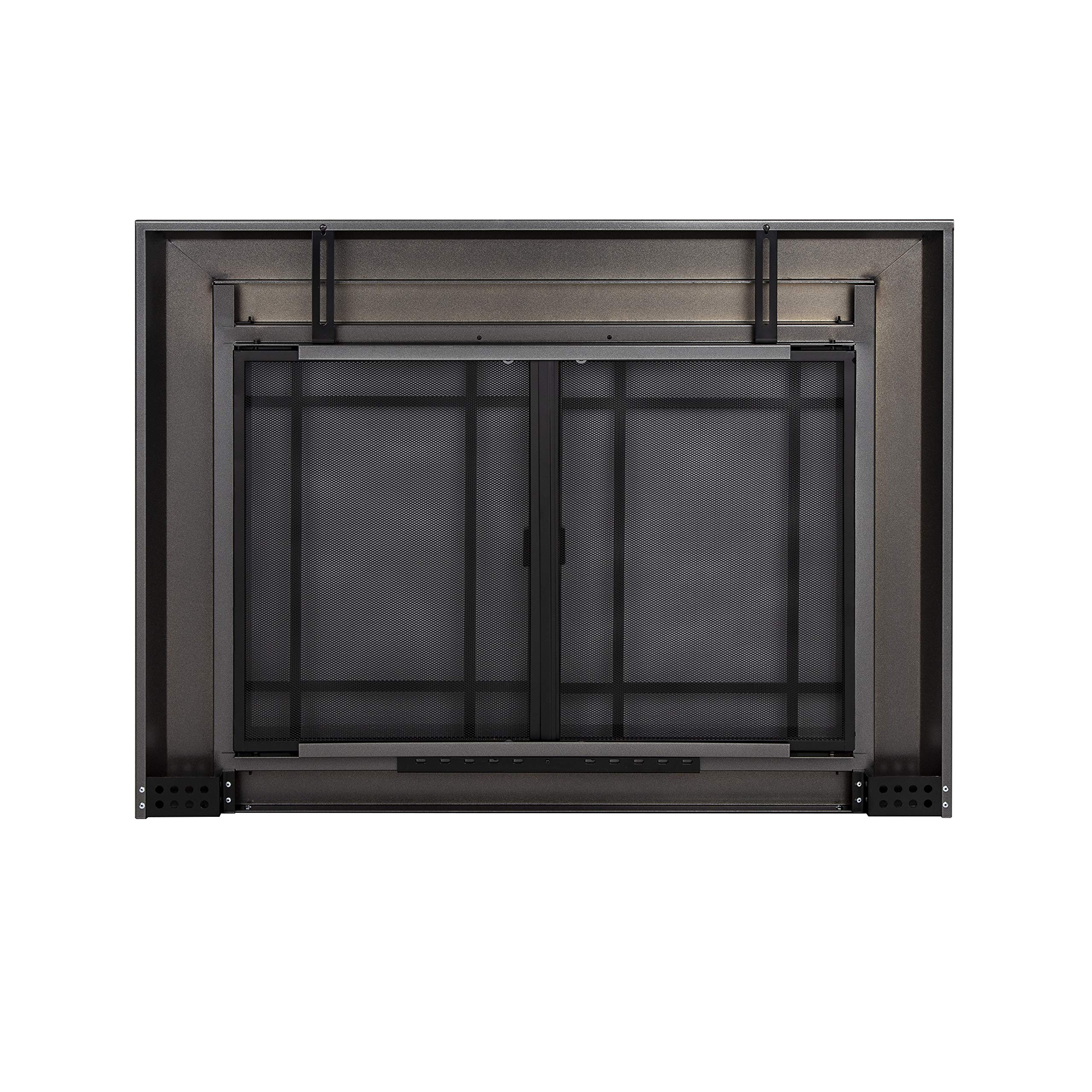 Pleasant Hearth Edinburgh Glass Fireplace Screen in Gunmetal - Small Size for Fireplace Safety & Home Decor | Perfect for Living Rooms, Bedrooms & Patios