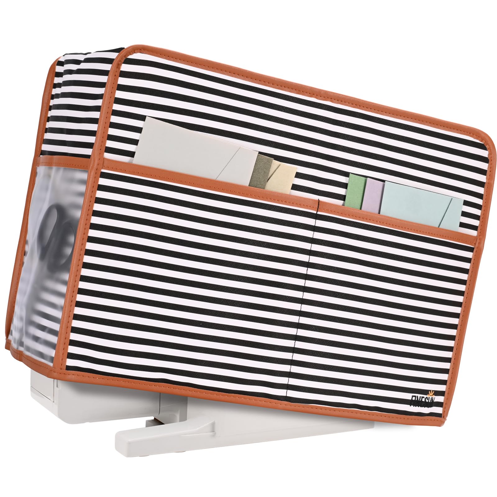 FINESUN Sewing Machine Dust Cover with Pockets - Universal Fit for Singer, Brother & Bernina Machines - Striped Design for Craft Room & Home Decor Protection