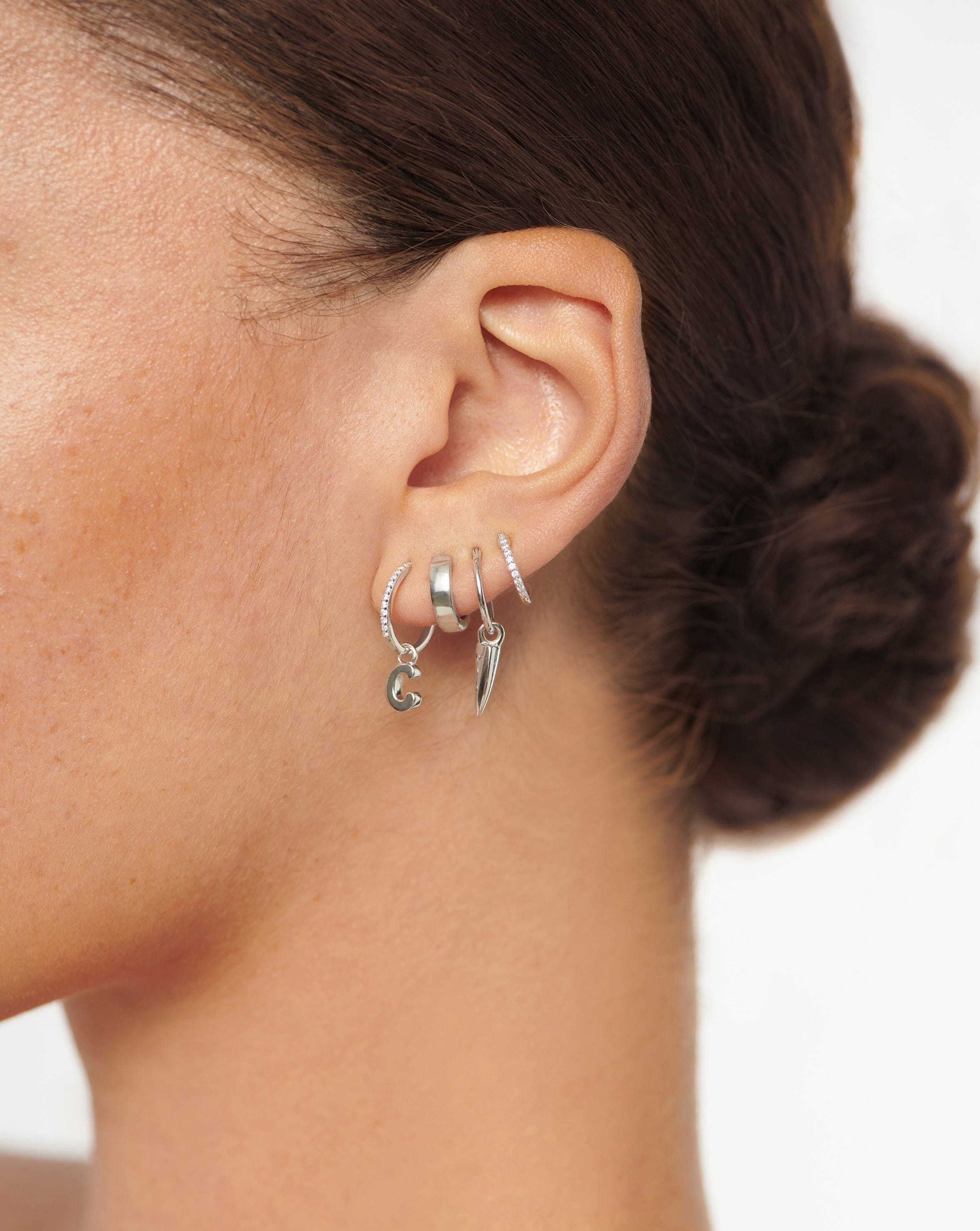 Personalized Initial Single Charm Hoop Earrings | Sterling Silver 925 | Dainty & Elegant Jewelry for Women | Perfect Gift for Birthday, Anniversary & Everyday Wear