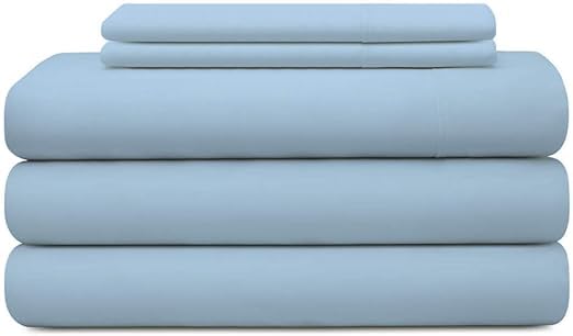 Split King Sheet Set - 7 Piece 100% Egyptian Cotton Bedding with Extra Deep Pockets for Adjustable Beds - Twin XL Size in Light Blue - Perfect for Master Bedrooms, Guest Rooms & Luxury Hotels