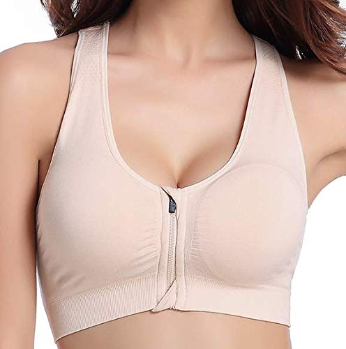 2 Pack Seamless Women's Zip Front Sports Bra - High Impact Support, Wireless Post-Surgery Bra for Yoga, Running & Gym Workouts - Comfortable Built-in Padding for Active Lifestyles