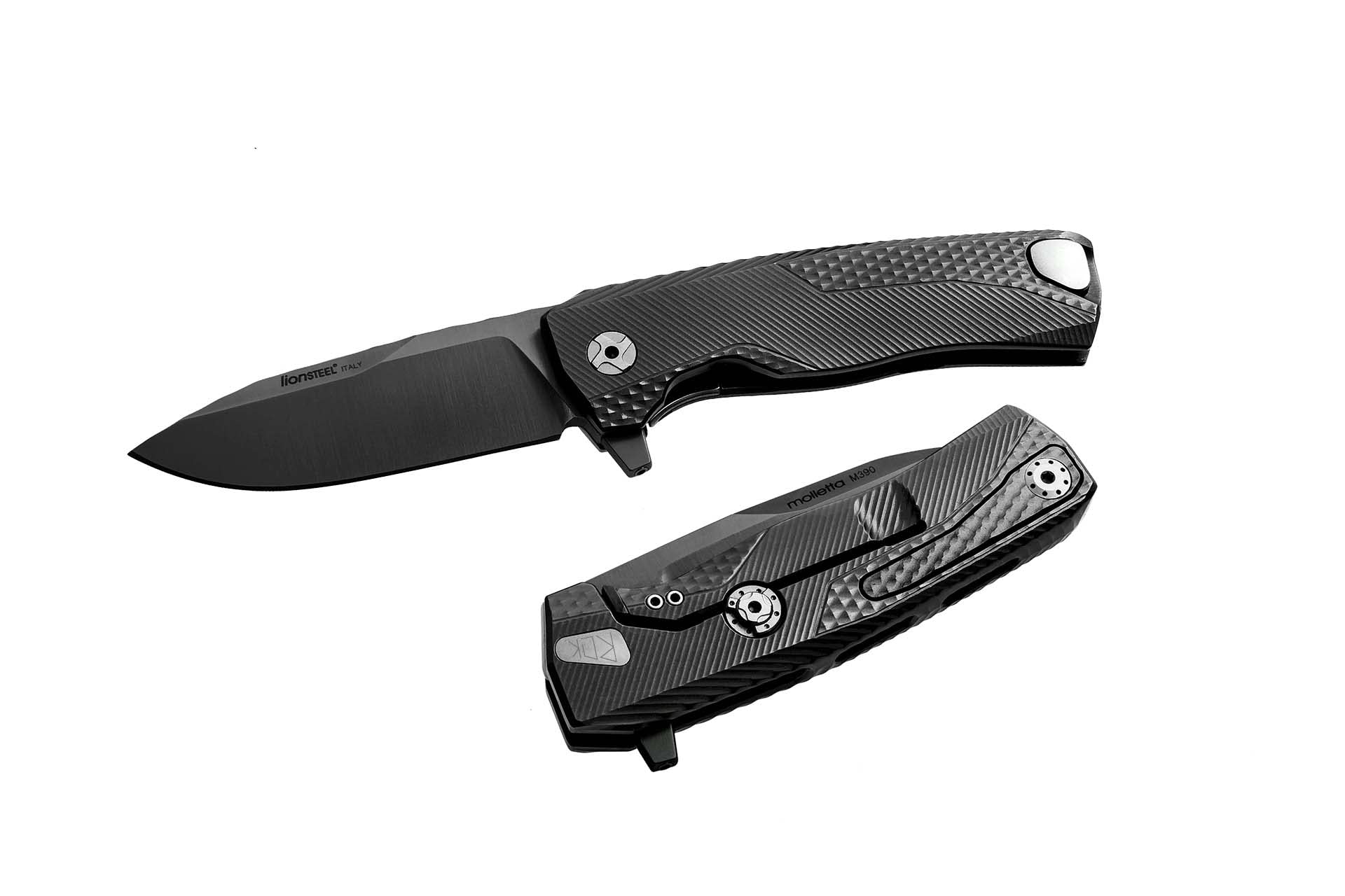 LionSteel ROK Frame Lock Folding Knife - M390 Stainless Steel Blade & Black Aluminum Handle | EDC Pocket Knife for Camping, Hiking & Outdoor Survival