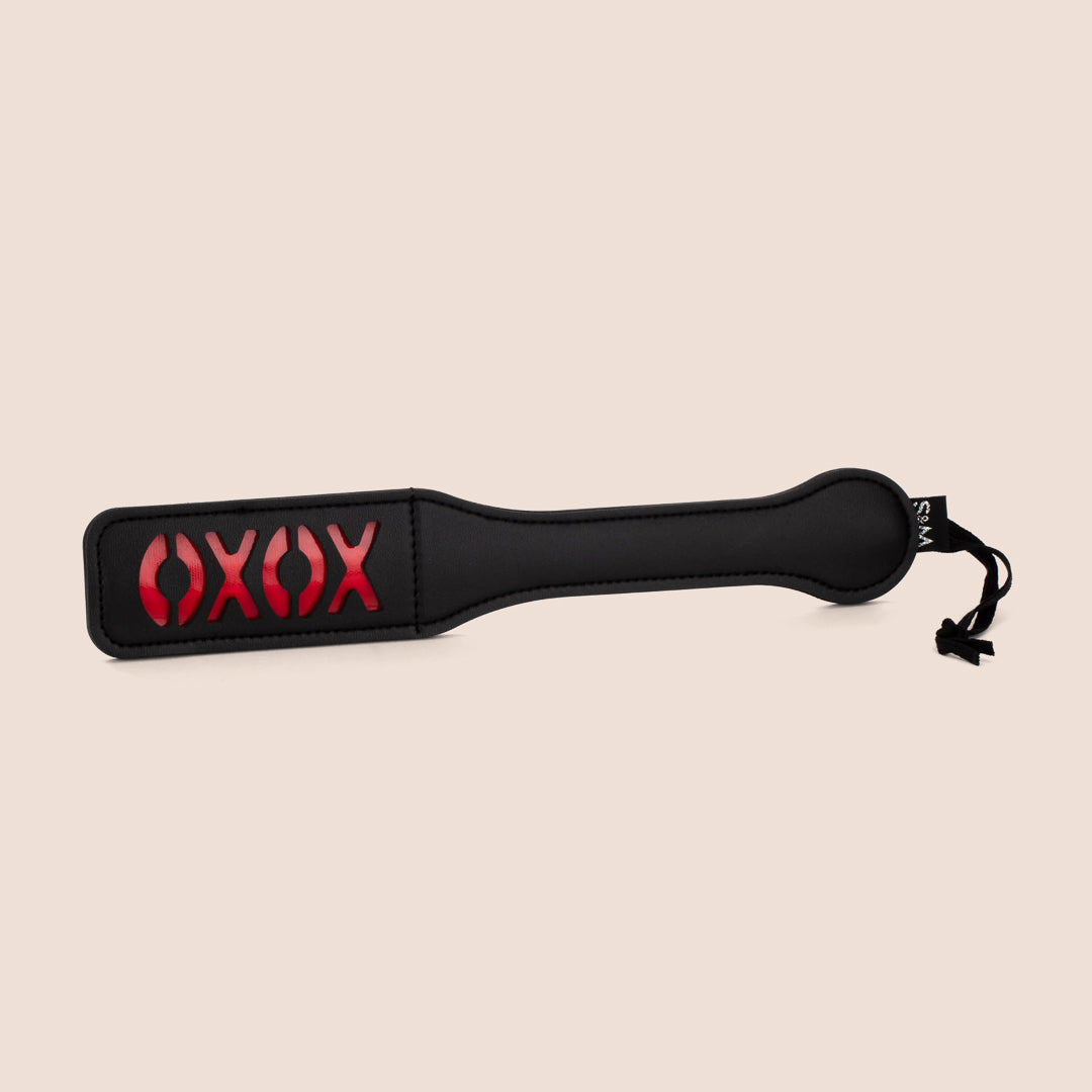 Sex & Mischief Vinyl Spanking Paddle with XOXO Design - Perfect for BDSM, Roleplay & Couples Play - Leaves a Playful XOXO Mark