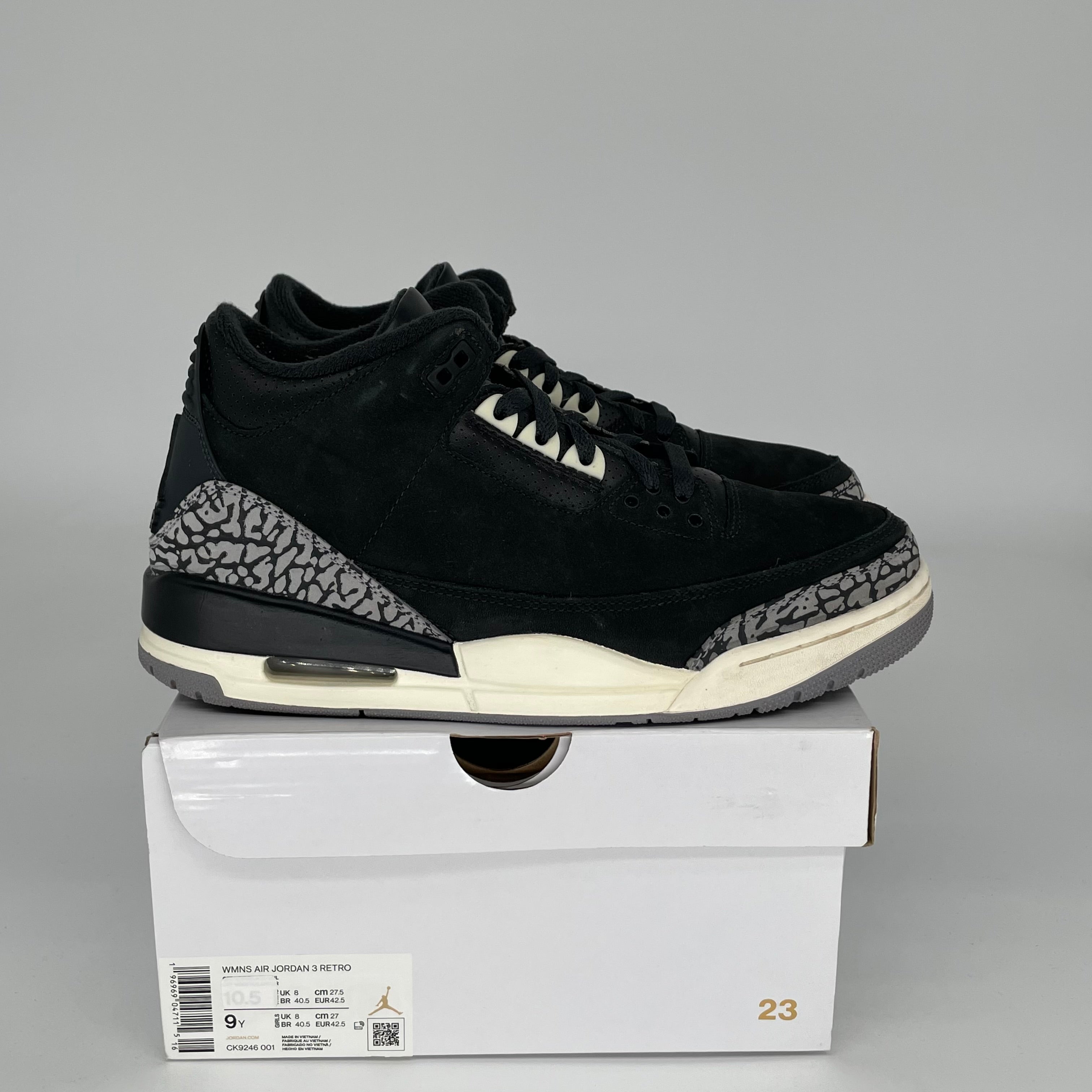 Original Air Jordan 3 Retro 'Off Noir' Women's Size 9/10.5W - Style Code CK9246-001 | Basketball Shoes for Women, Streetwear Fashion & Sneaker Collection
