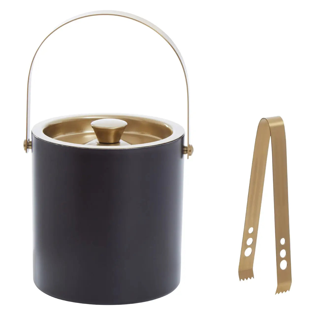 Premium Mixology Black & Gold Finish Ice Bucket - Elegant Cocktail Chilling Accessory for Home Bars, Parties & Wedding Receptions