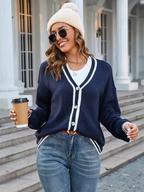 Striped Women's Cardigan Sweater - Cozy Knit Open Front Long Sleeve Wrap for Fall & Winter | Perfect for Office, Date Night, and Casual Outfits