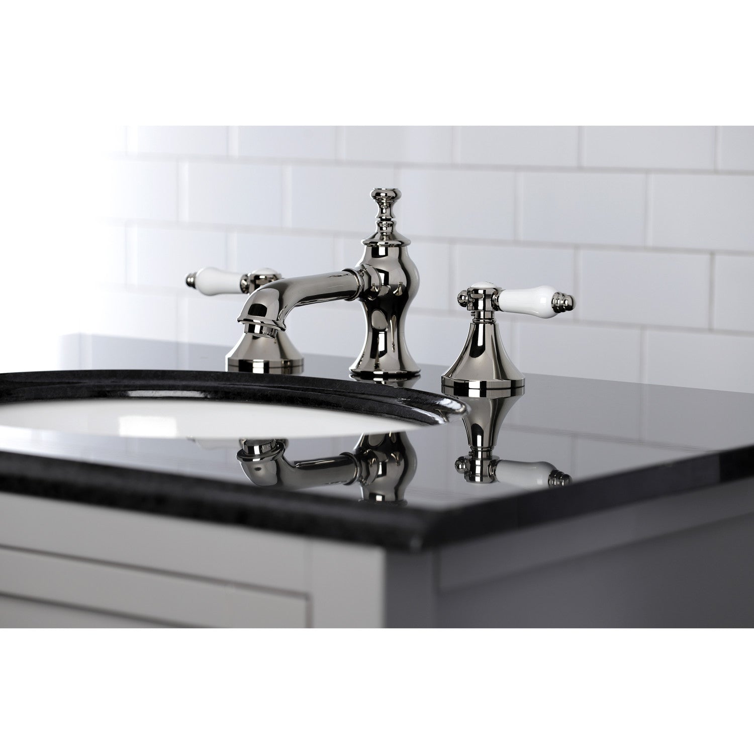 Bel Air KC7066BPL Two Handle 3 Hole Widespread Bathroom Faucet with Brass Pop Up Drain - Polished Nickel Finish for Vanity Sink - Perfect for Modern Home & Hotel Bathroom Renovation