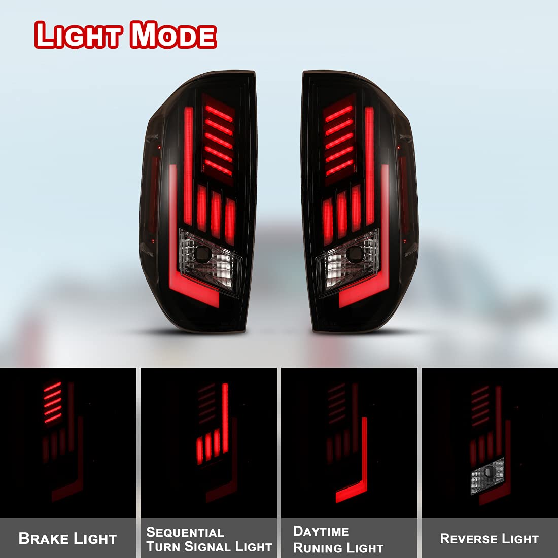 Nixon Offroad LED Sequential Tail Lights Assembly for 2014-2022 Toyota Tundra - Pair with LED Turn Signals, DRL & Brake Lights (Clear) - Upgrade Your Tundra Pickup for Enhanced Visibility & Style