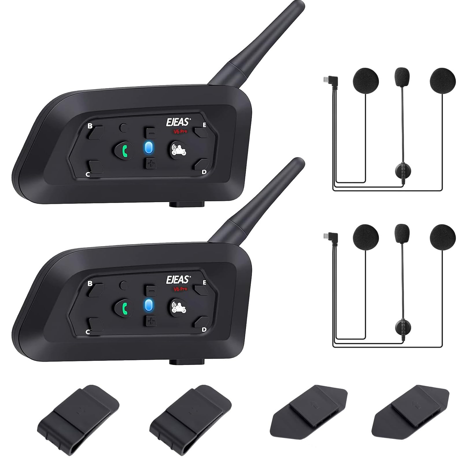 MIMIRACLE V6 Pro Motorcycle Helmet Bluetooth Headset - 6 Rider Intercom, 1200M Range, IP65 Waterproof Wireless Communication System for Dirt Bike, ATV, Off Road - Perfect for Group Rides & Adventure Touring