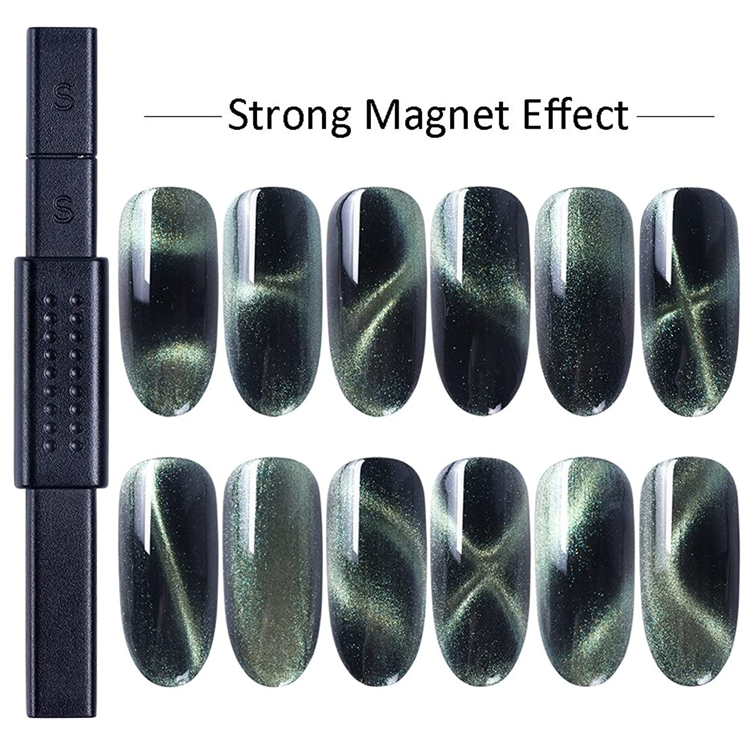 3D Cat Eyes Nail Art Magnetic Pen Set - TWIREY 3PC Double Head Magnet Stick for UV Gel Manicure, DIY & Salon Use (PINK & BLACK) - Perfect for Creating Stunning Cat Eye Nail Designs at Home or Professional Nail Salons