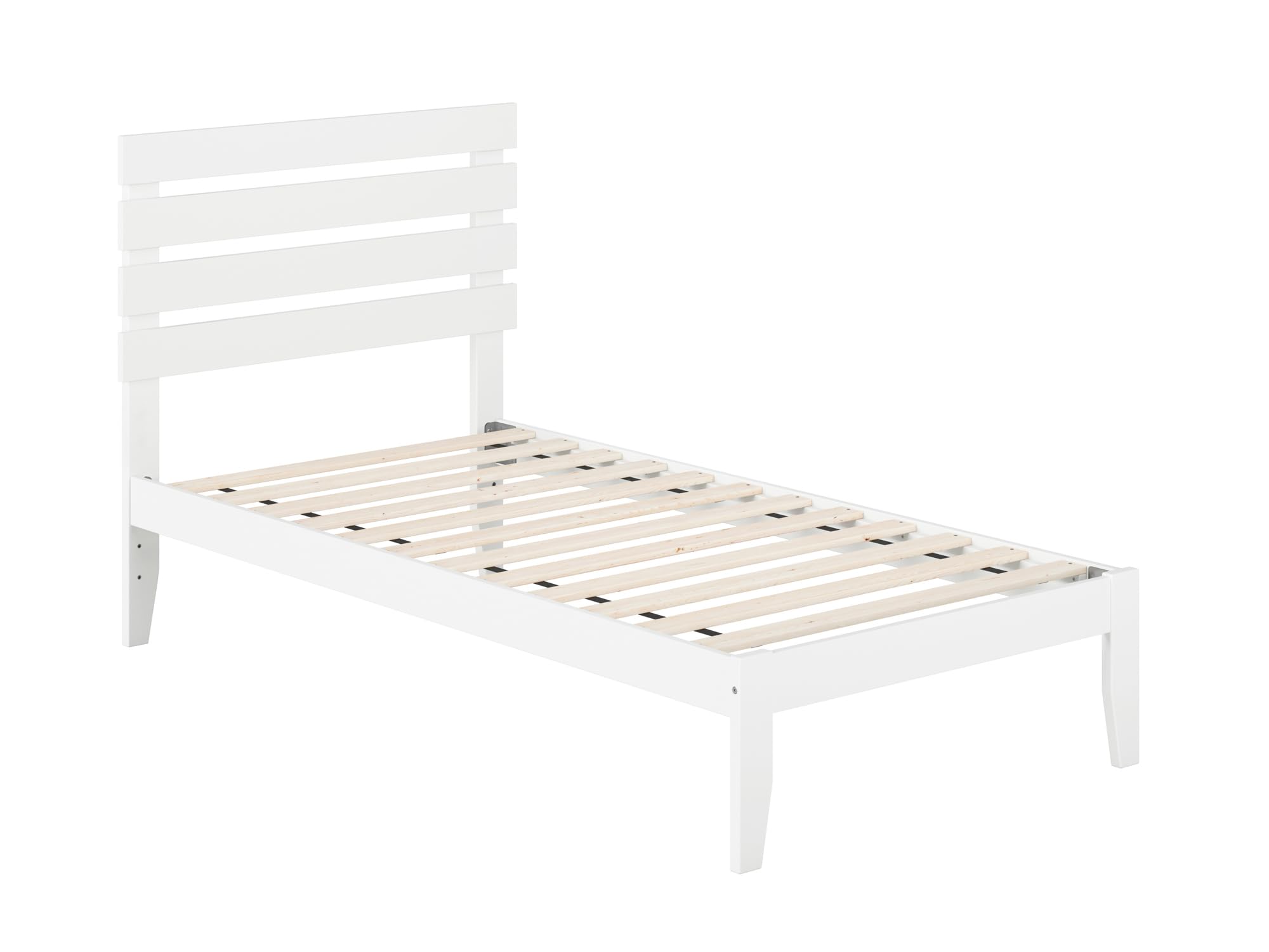 AFI Oxford Twin Size Platform Bed Frame with USB Charging Station, White - Modern Minimalist Bedroom Furniture for Small Spaces & Dorm Rooms