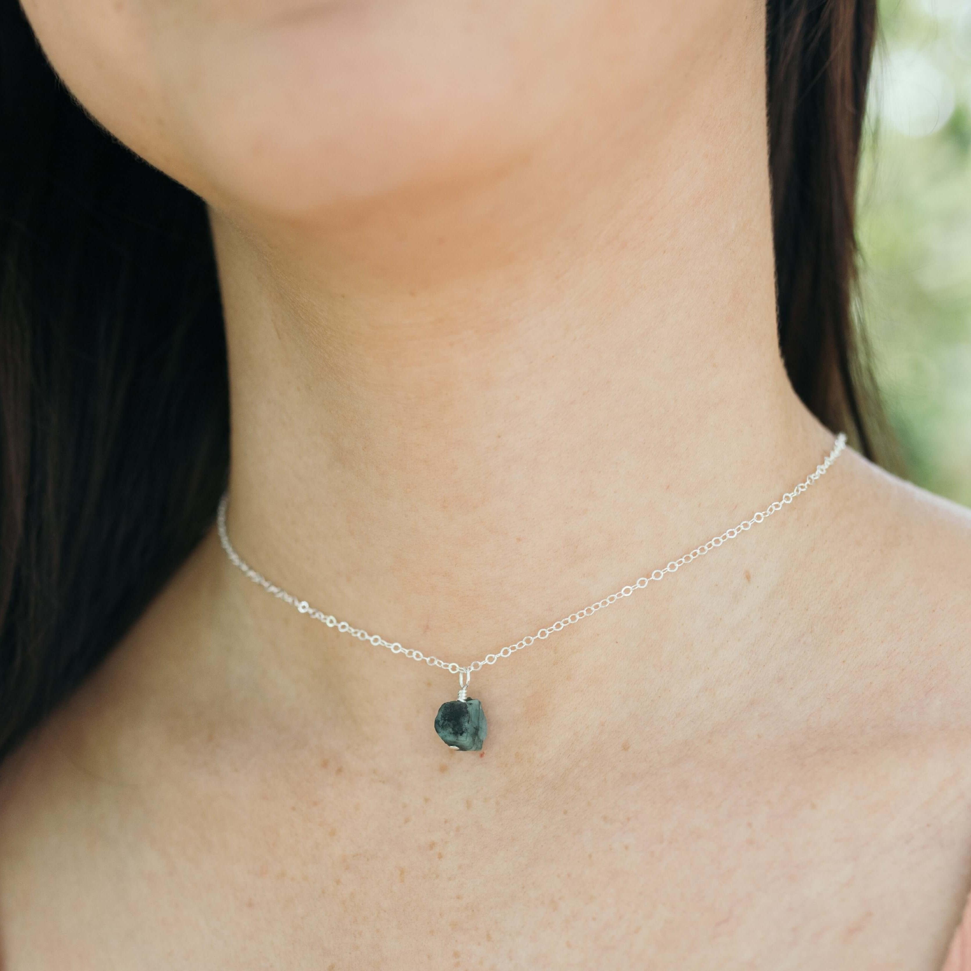 Natural Tiny Rough Emerald Gemstone Pendant Choker Necklace - Handmade Boho Jewelry for Women, Perfect for Everyday Wear & Special Occasions