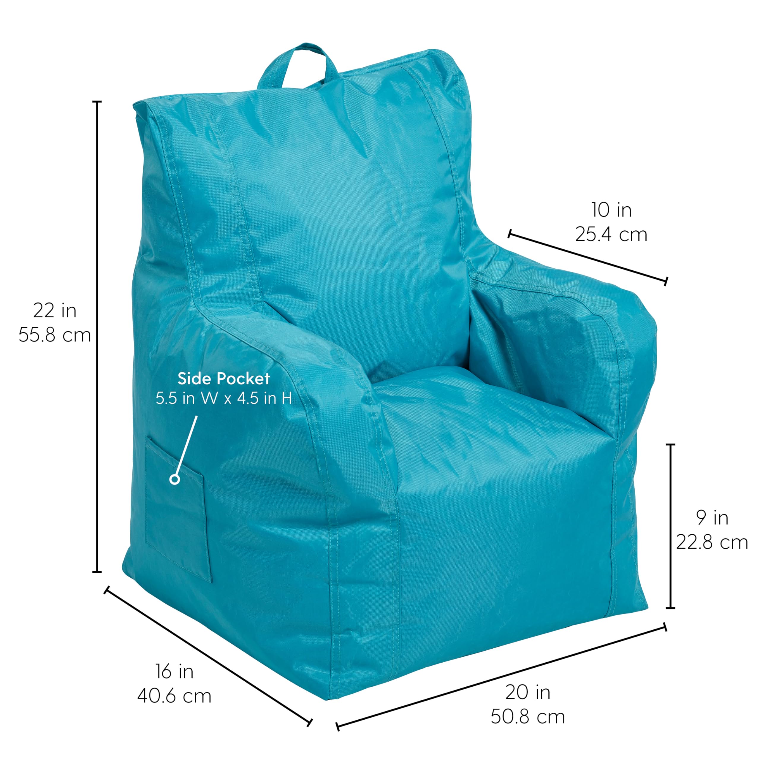 Factory Direct Partners 13303-AQ Cali Little Bear Sack Bean Bag Chair - 2-Pack Dirt-Resistant Coated Oxford Fabric Bean Bags in Aqua Blue - Perfect for Kids' Rooms, Playrooms, and Cozy Reading Nooks