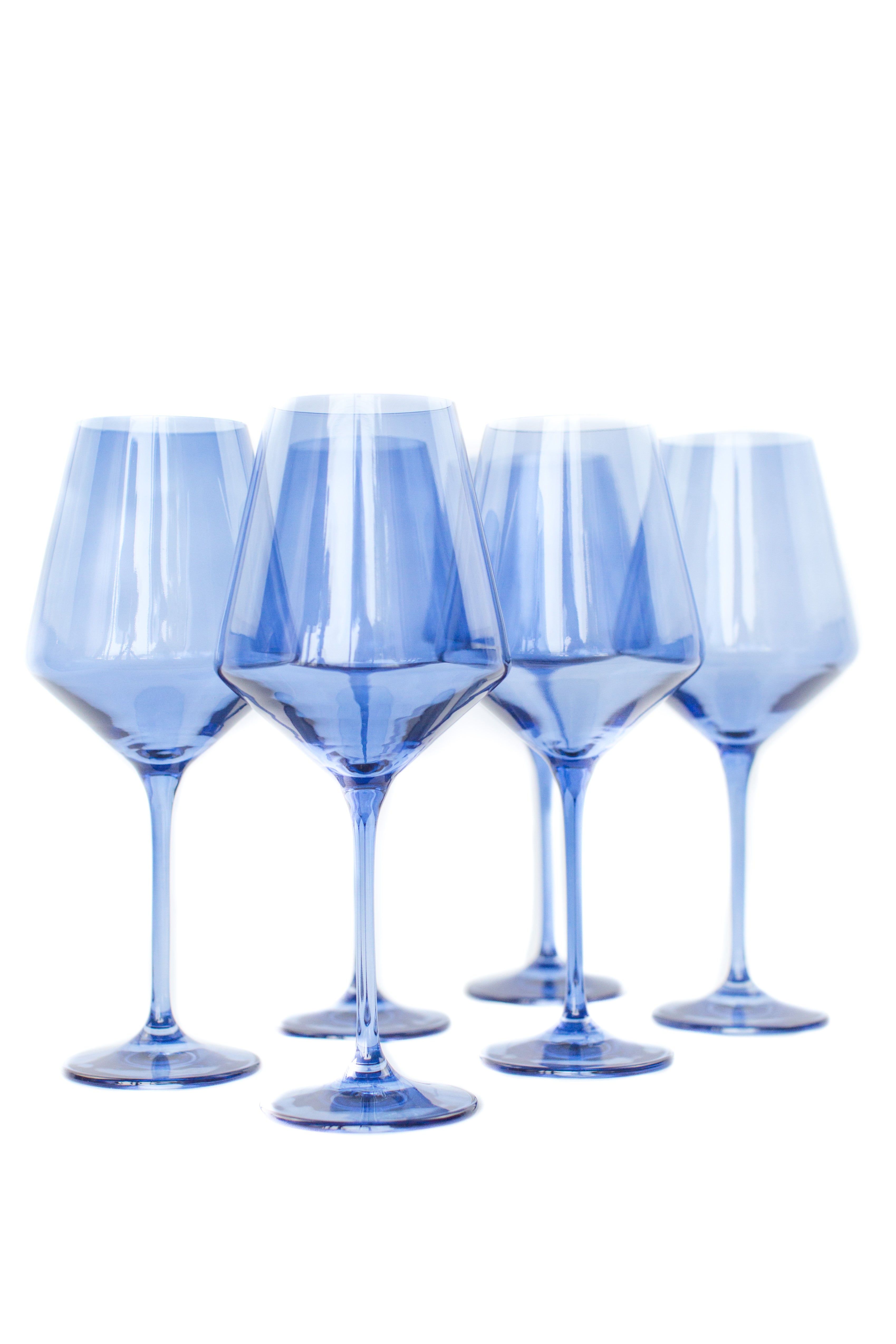 Premium Estelle Colored Wine Glasses Set of 6 - Elegant Cobalt Blue Stemware for Red & White Wine - Perfect for Dinner Parties, Weddings & Home Entertaining