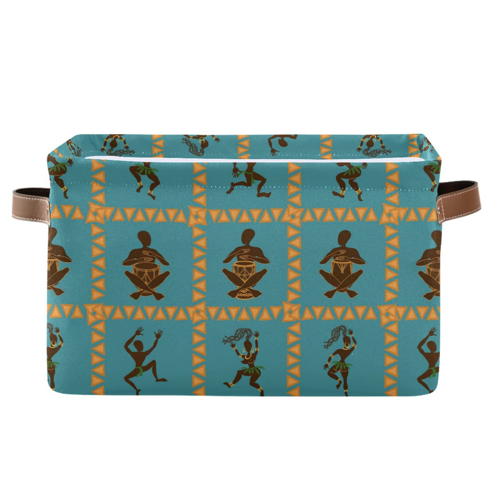 Foldable Storage Bins Cube Basket - African Tribal Pattern Closet Organizer with Dual Handles - Perfect for Bedroom, Bathroom, and Office Organization
